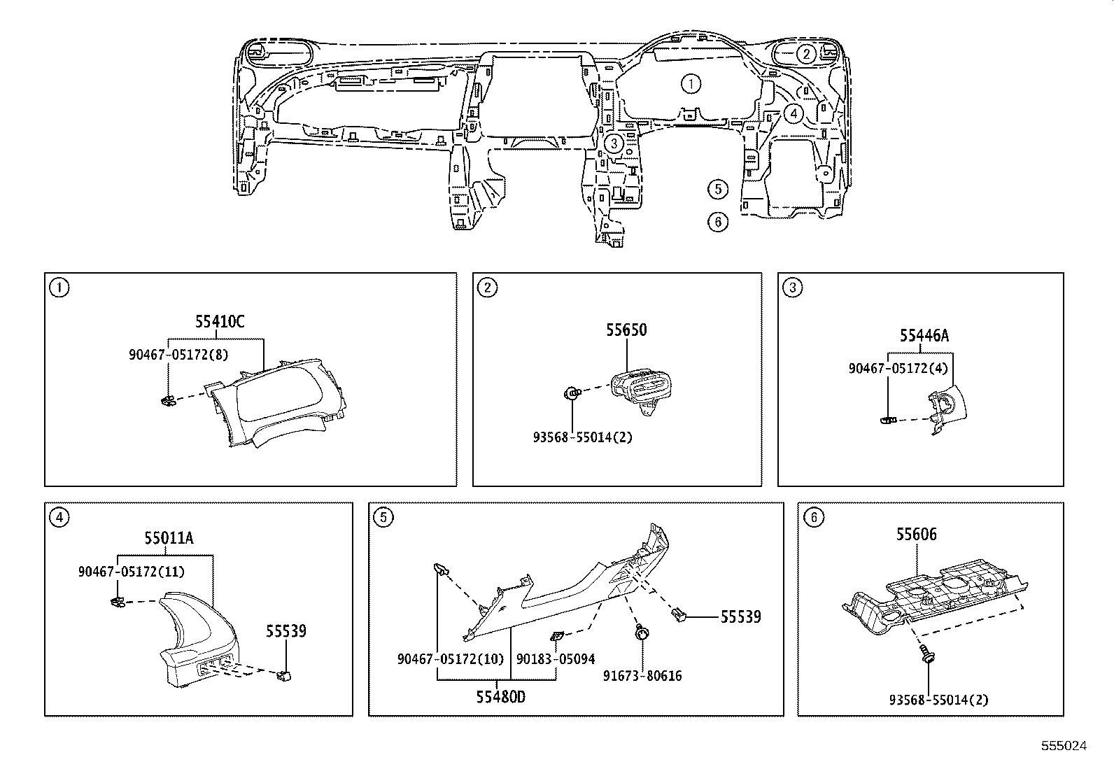 55307-52090 BRACE SUB-ASSY, INSTRUMENT PANEL, NO.2 product image