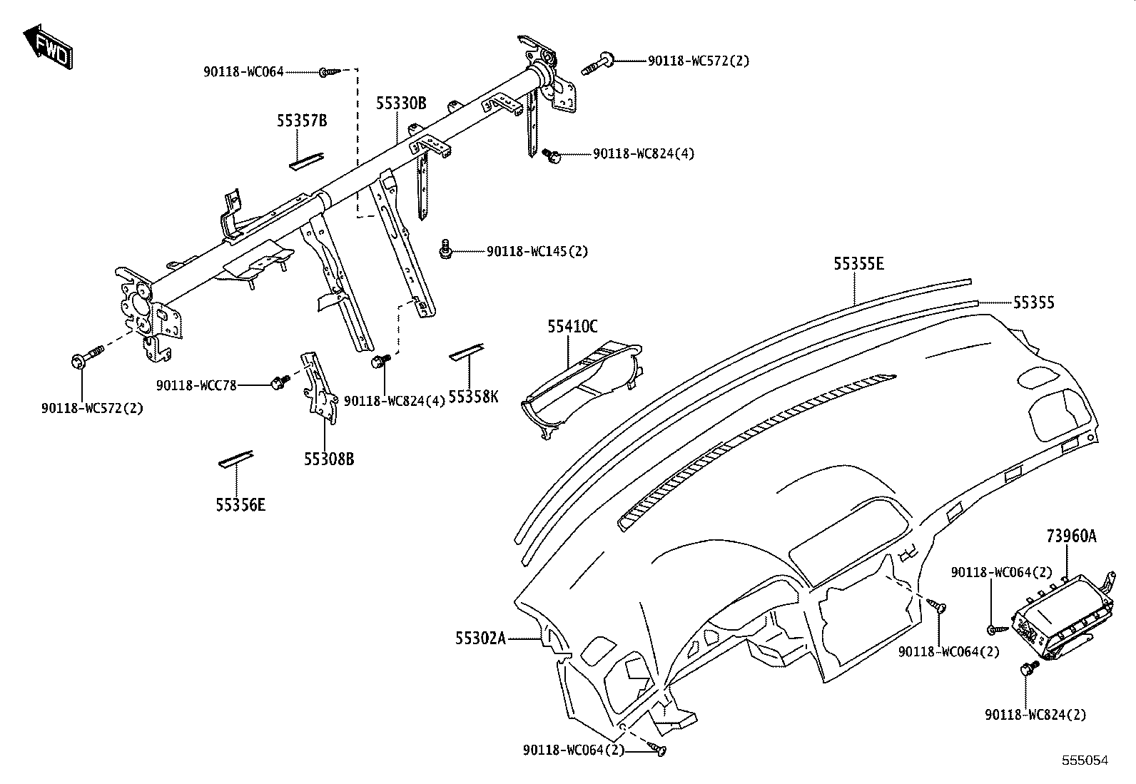 55331-WC003 REINFORCEMENT, INSTRUMENT PANEL product image