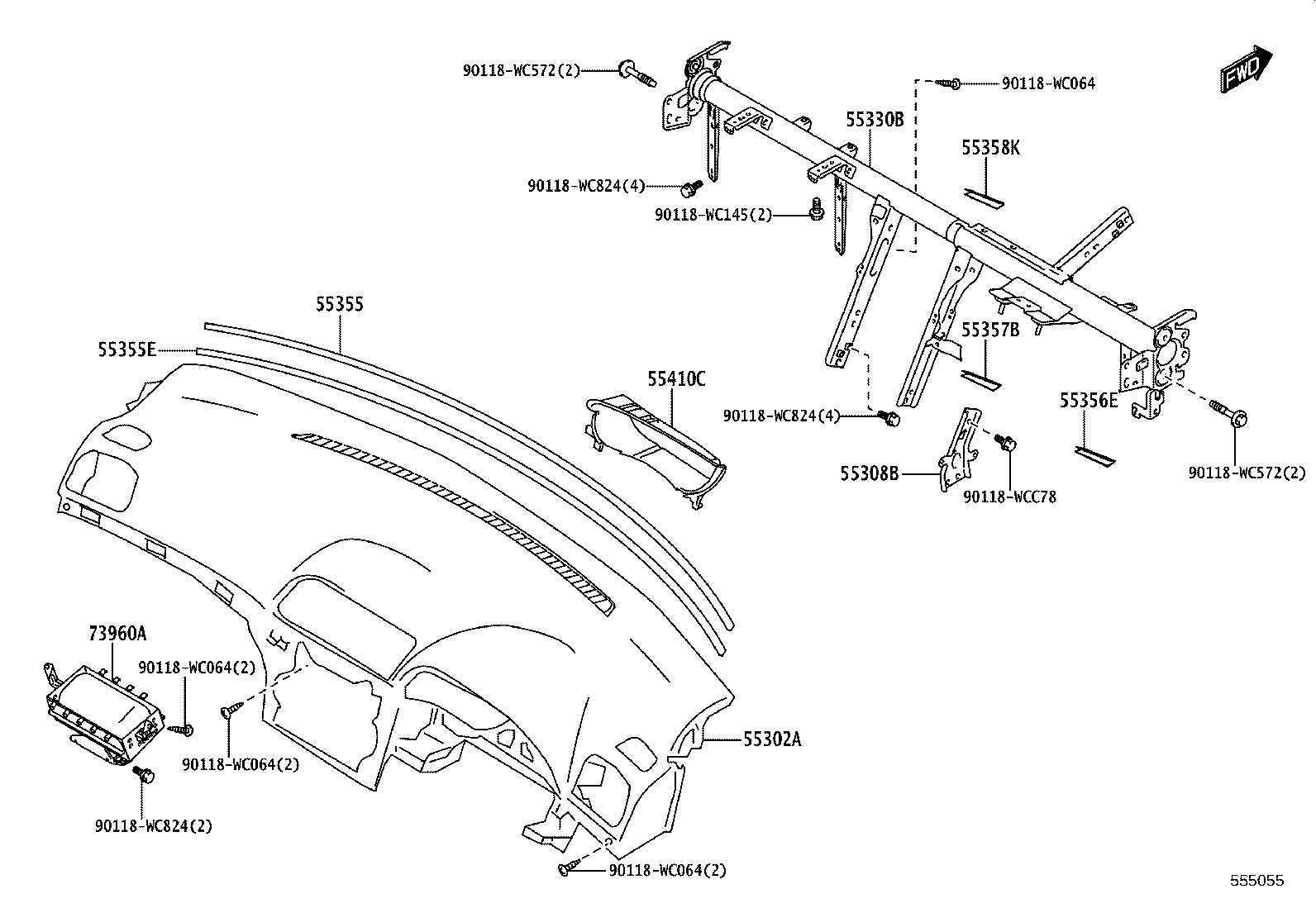 55331-WC003 REINFORCEMENT, INSTRUMENT PANEL product image