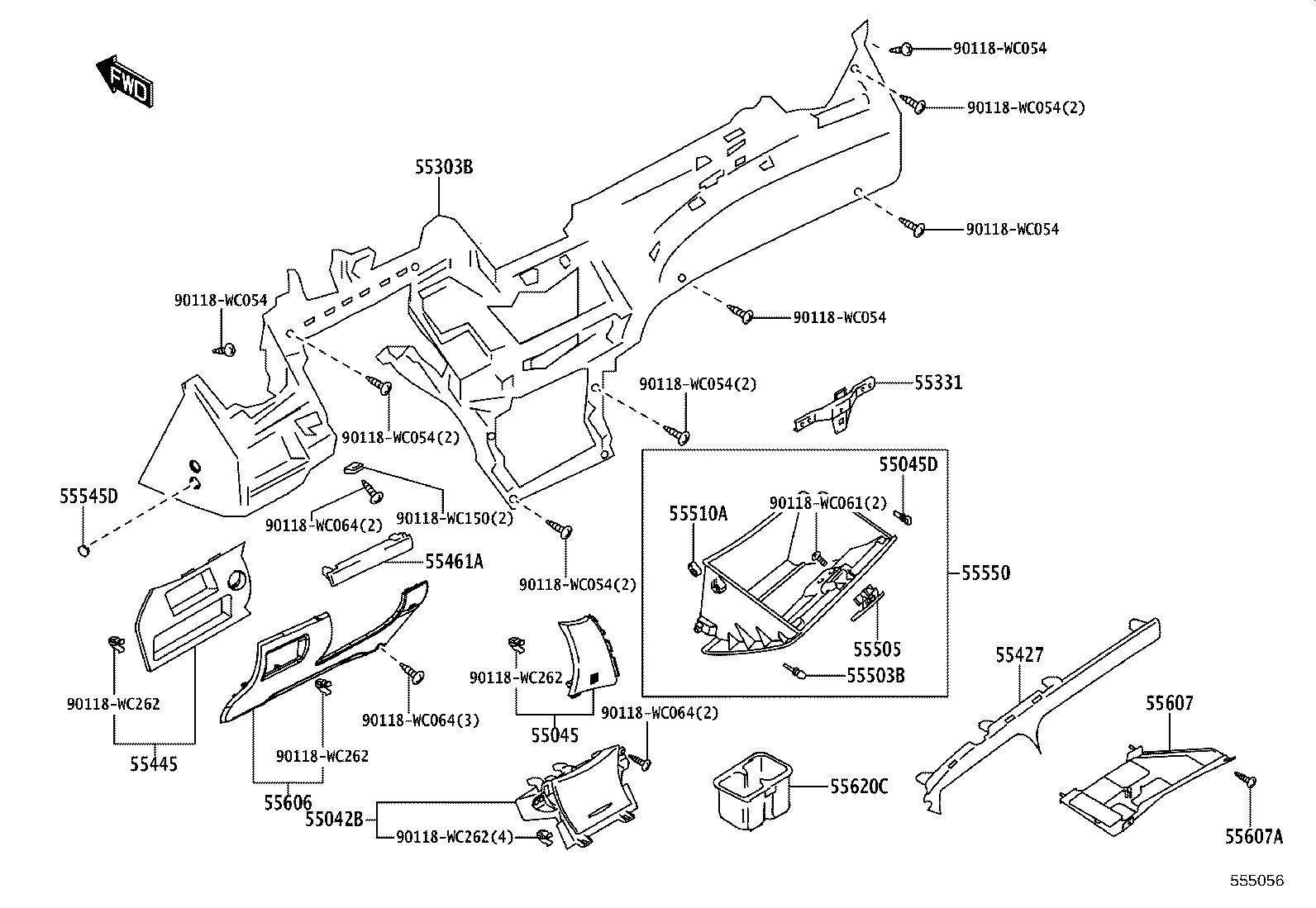 55331-WC003 REINFORCEMENT, INSTRUMENT PANEL product image