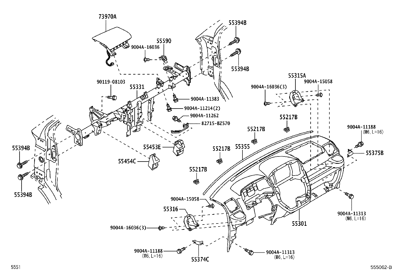 55374-BZ340 BRACKET, INSTRUMENT PANEL LOWER MOUNTING, NO.1 product image