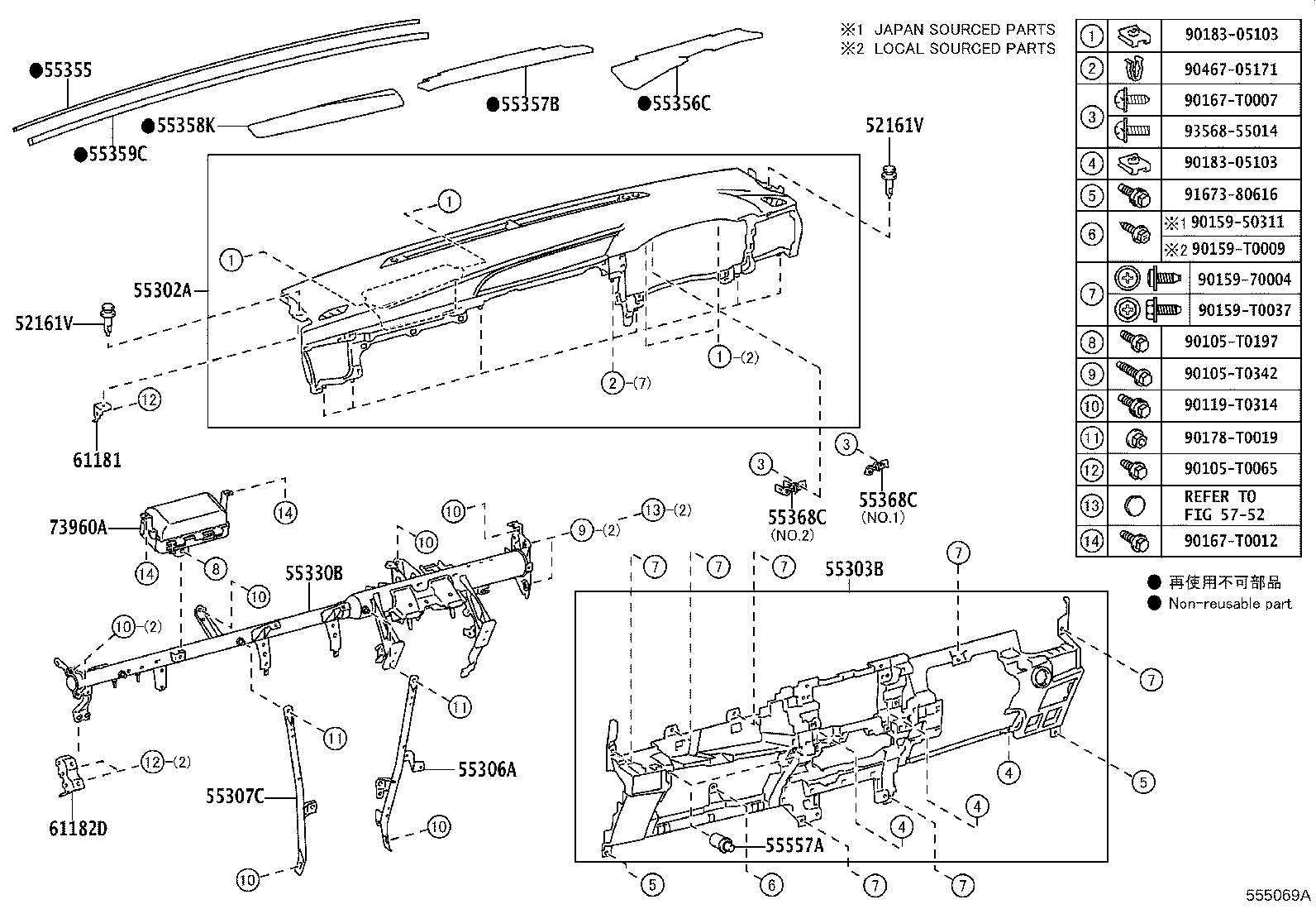 55650-YY010 REGISTER ASSY, INSTRUMENT PANEL, NO.1 product image