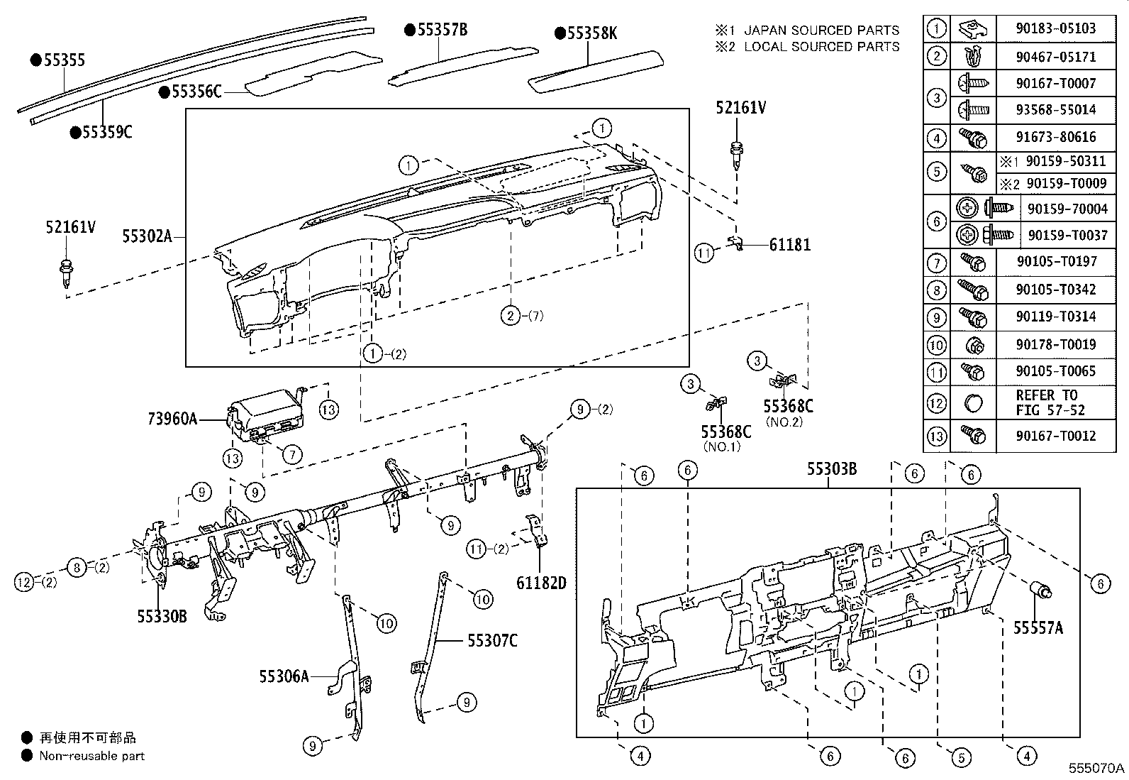 55650-YY010 REGISTER ASSY, INSTRUMENT PANEL, NO.1 product image