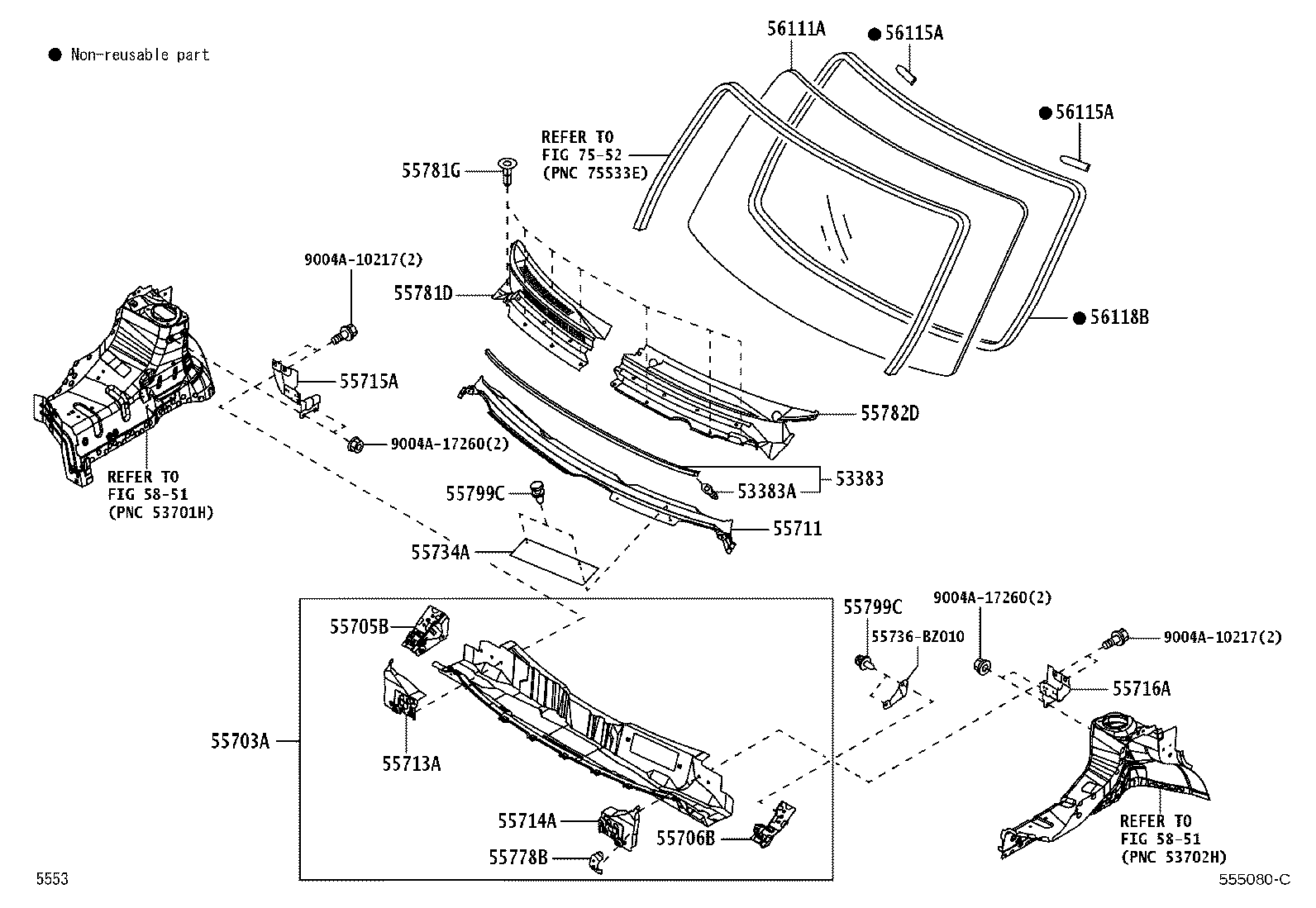 61121-BZ040 PANEL, COWL TOP SIDE, RH product image