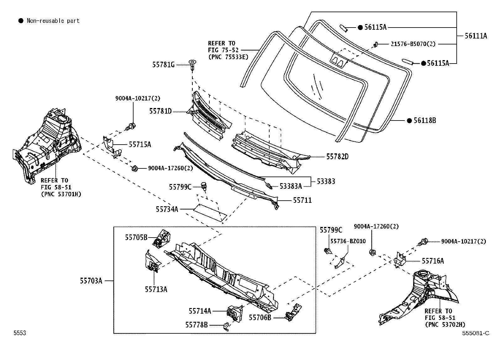 61121-BZ040 PANEL, COWL TOP SIDE, RH product image
