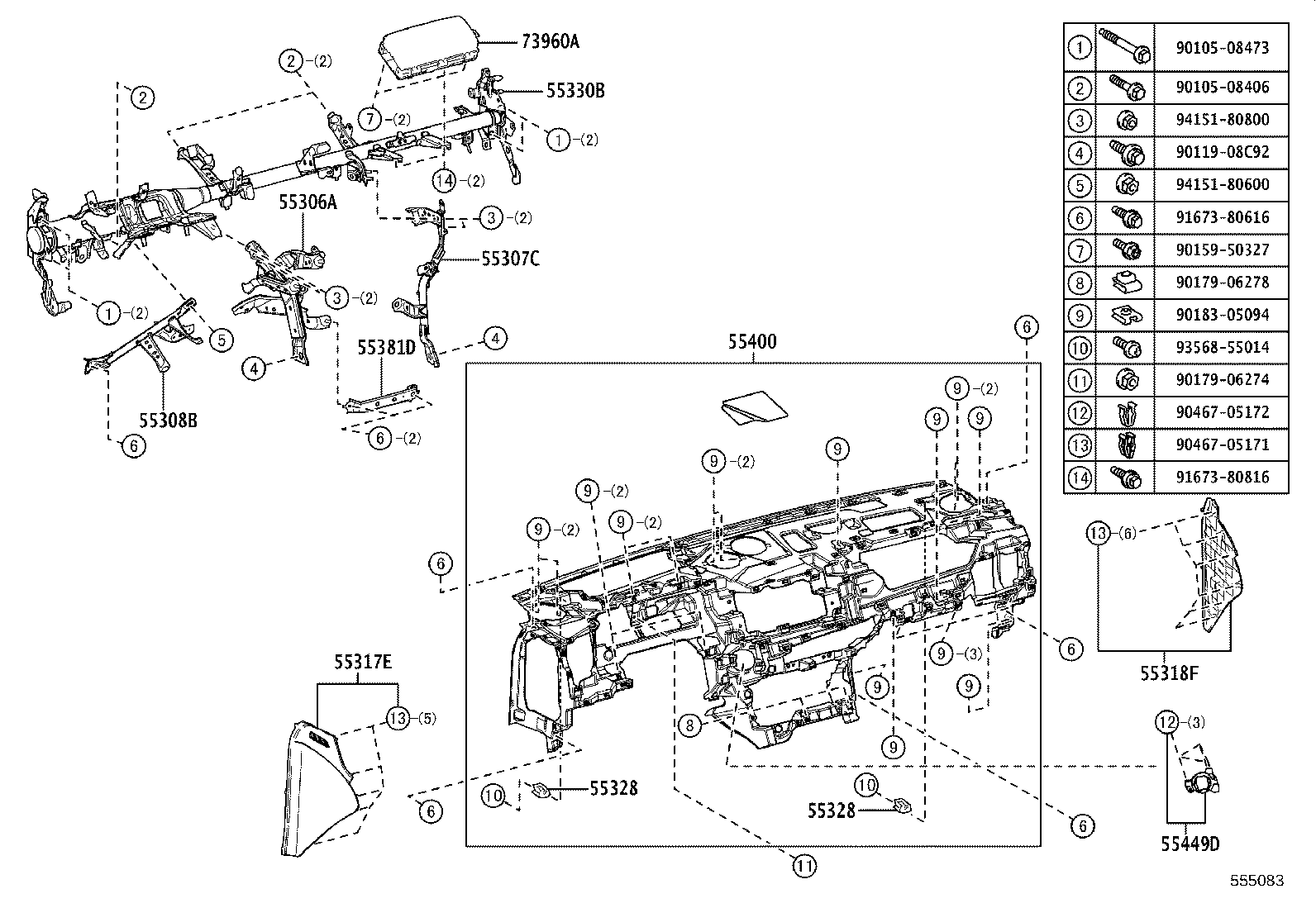 55318-62090-C0 PANEL, INSTRUMENT SIDE, NO.2 product image