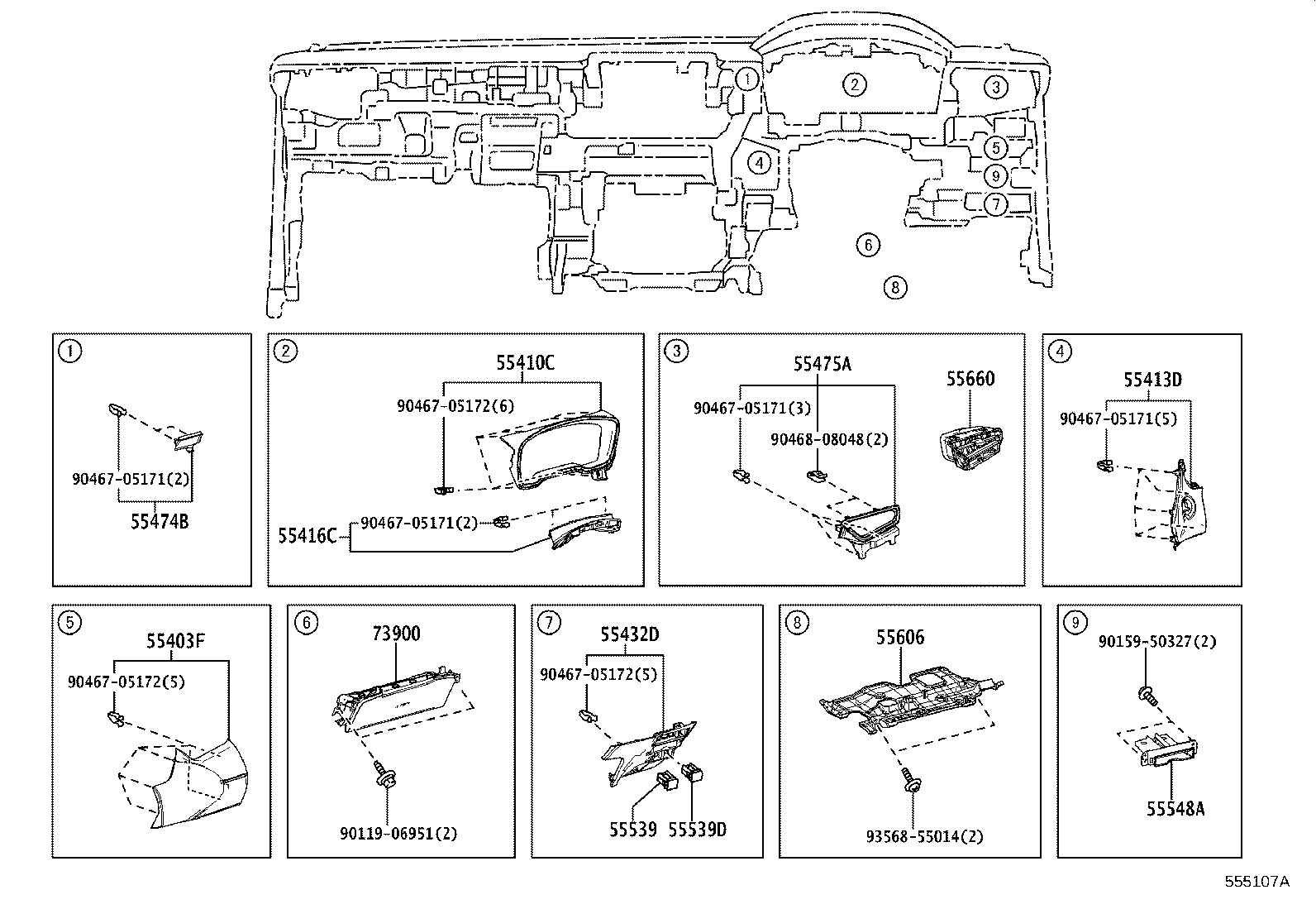 55307-16150 BRACE SUB-ASSY, INSTRUMENT PANEL, NO.2 product image