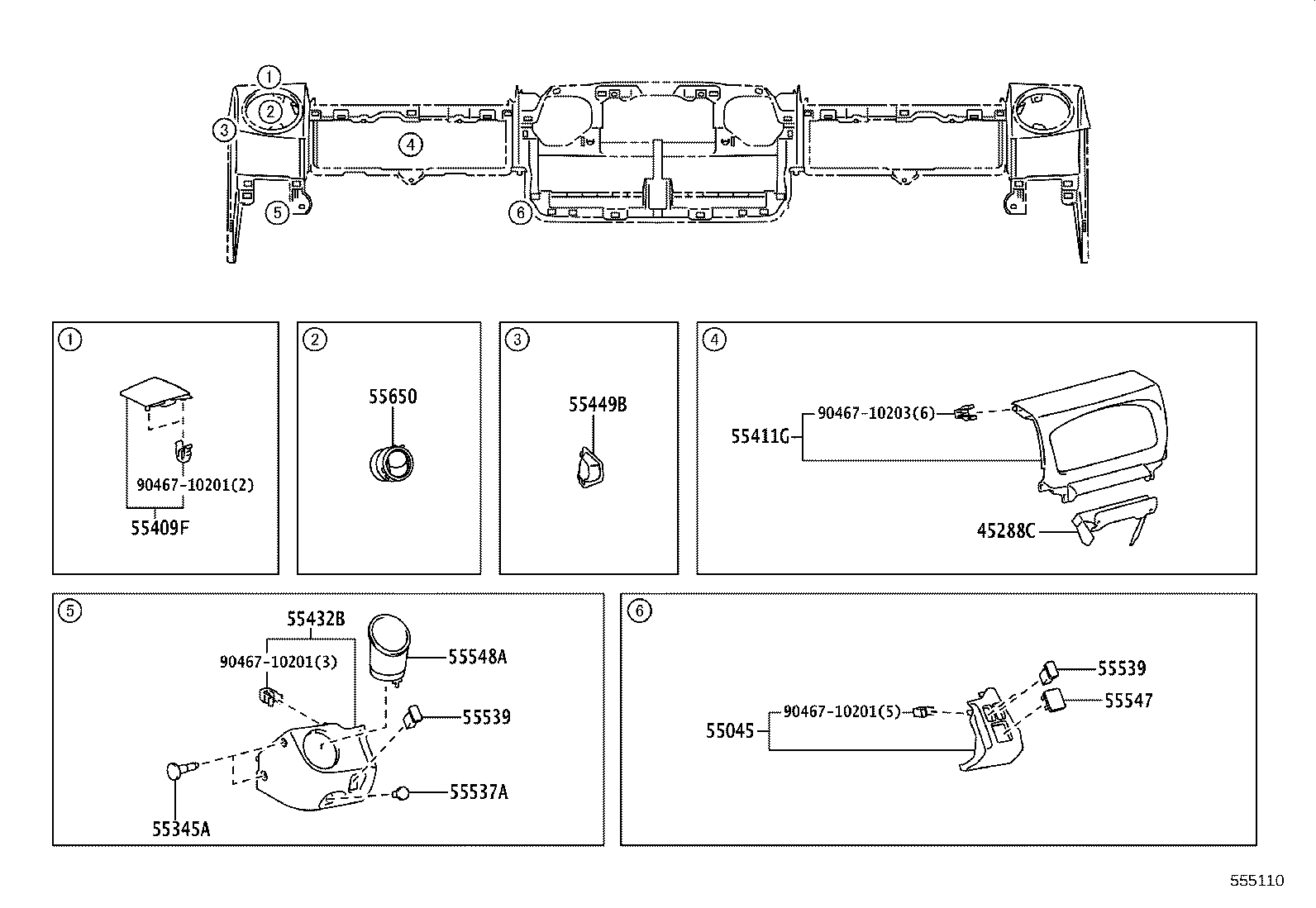 55306-37074 BRACE SUB-ASSY, INSTRUMENT PANEL, NO.1 product image