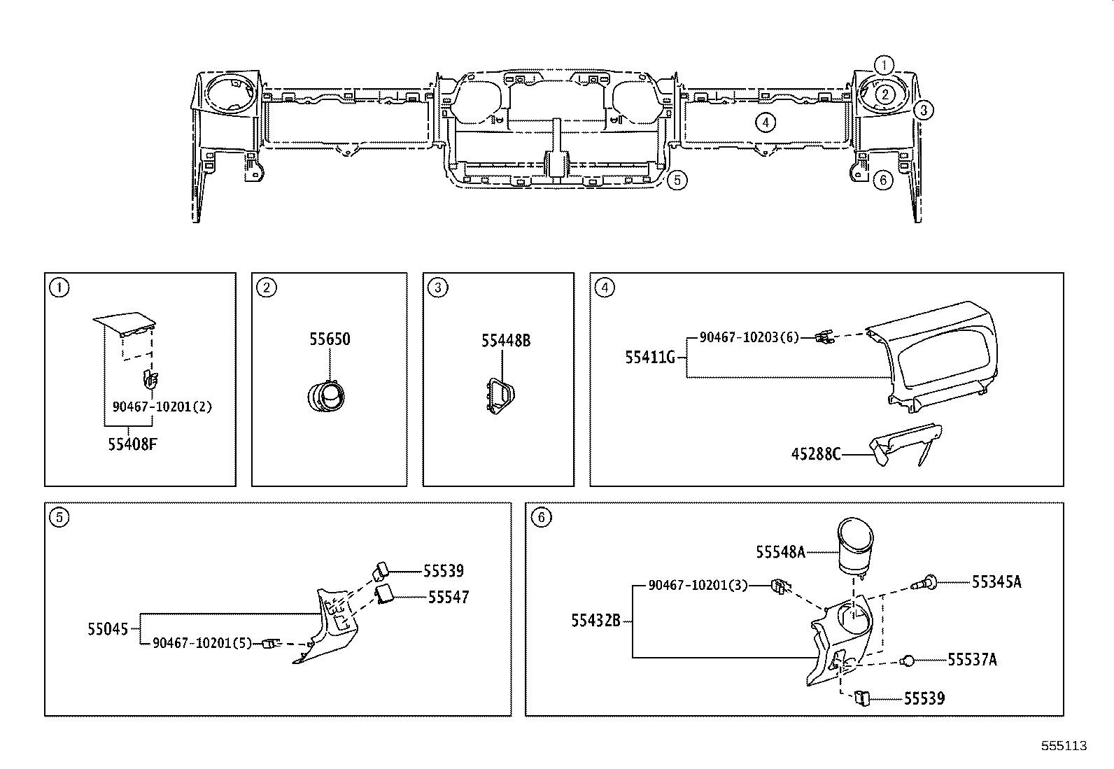 55306-37074 BRACE SUB-ASSY, INSTRUMENT PANEL, NO.1 product image
