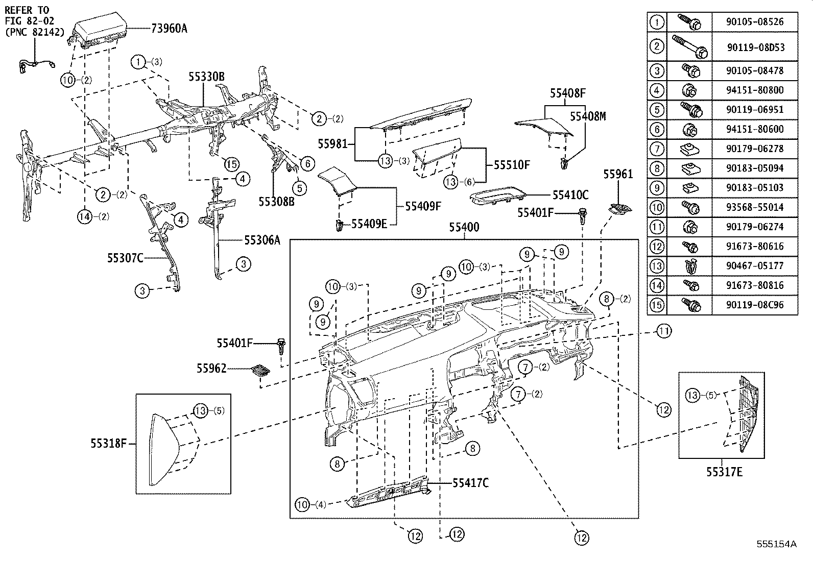 55307-78031 BRACE SUB-ASSY, INSTRUMENT PANEL, NO.2 product image