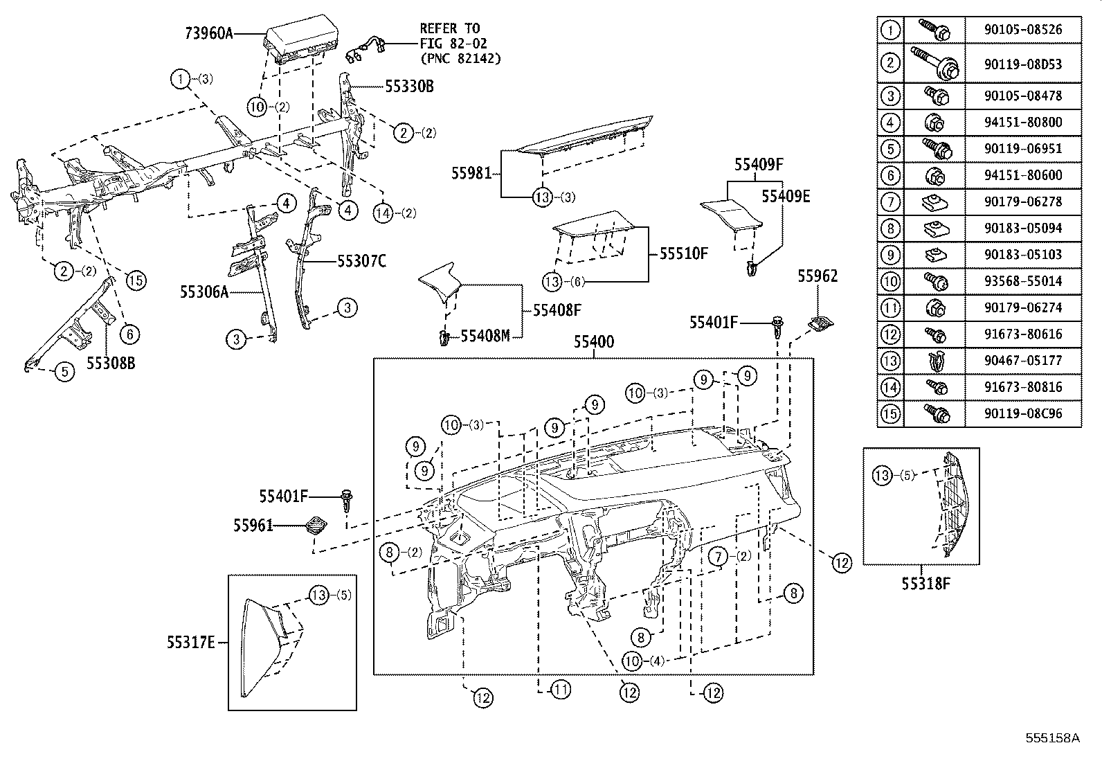 Toyota 55981-78040-C0 GARNISH, DEFROSTER NOZZLE, NO.1