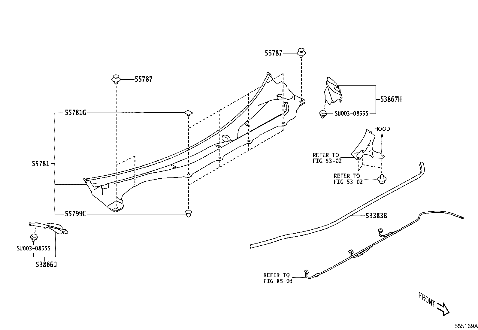 Toyota SU003-09717 PANEL SUB-ASSY, COWL TOP SIDE, RH