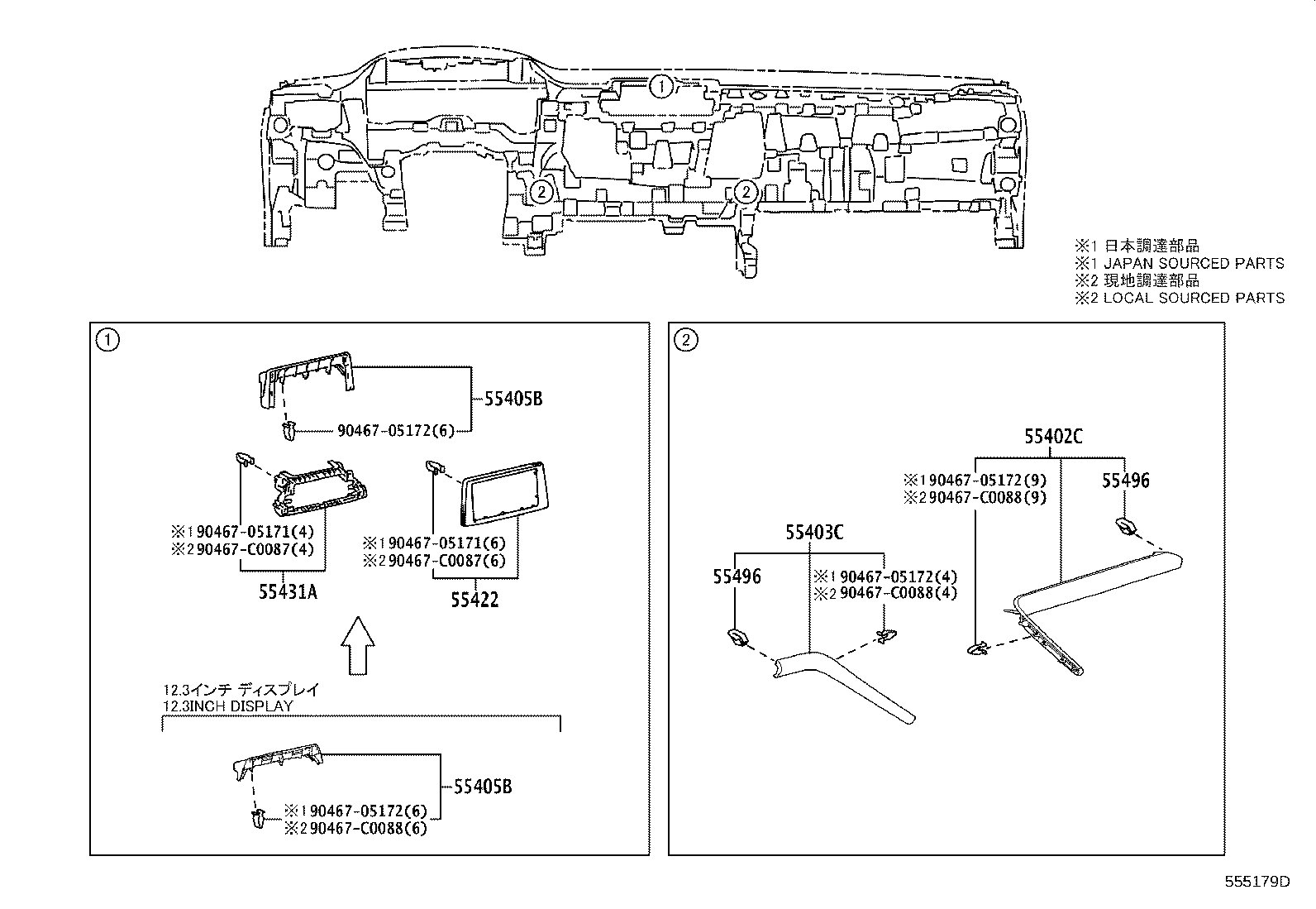 55405-08080 PANEL SUB-ASSY, INSTRUMENT CLUSTER FINISH, CENTER product image