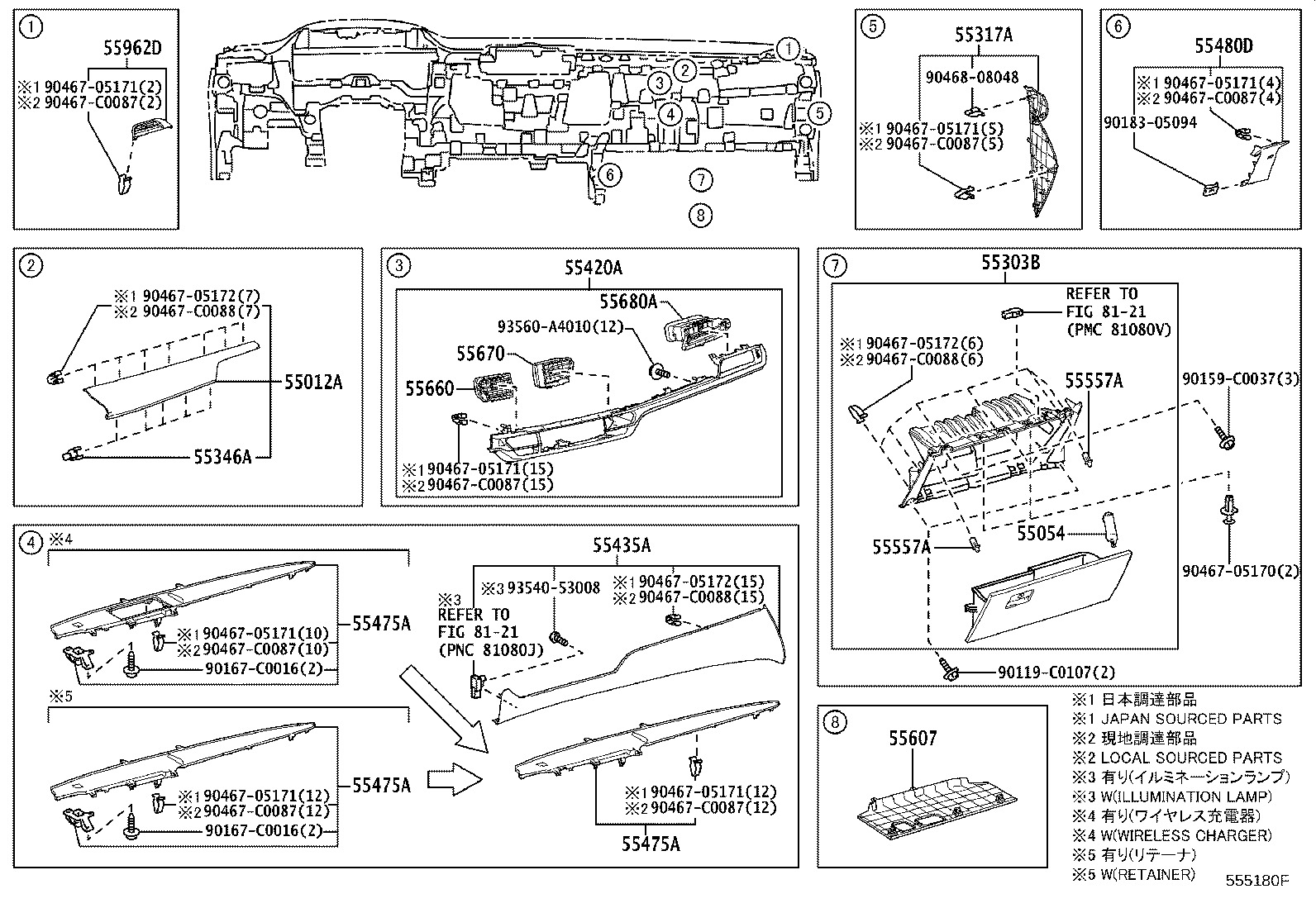 55405-08080 PANEL SUB-ASSY, INSTRUMENT CLUSTER FINISH, CENTER product image