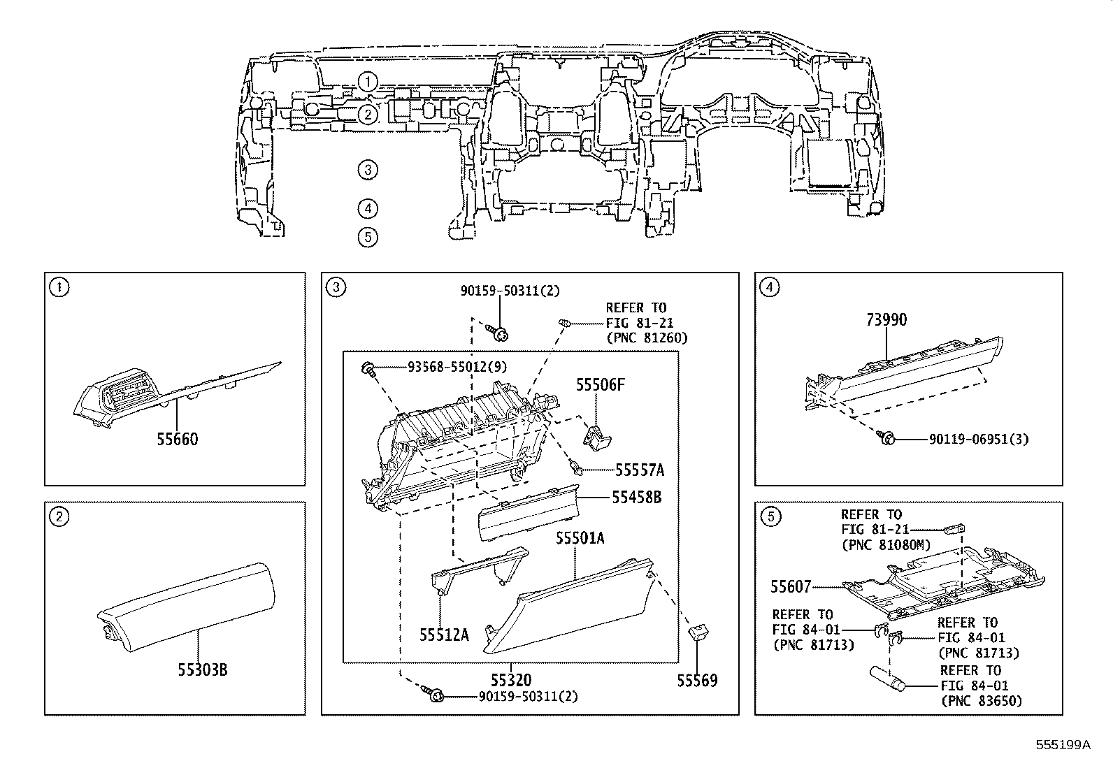 55432-60590-E7 PANEL, INSTRUMENT PANEL FINISH, LOWER NO.1 product image