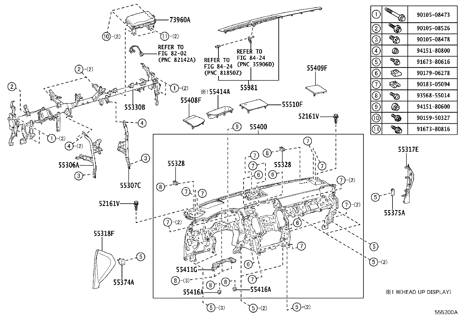 Toyota 55981-60110-C1 GARNISH, DEFROSTER NOZZLE, NO.1