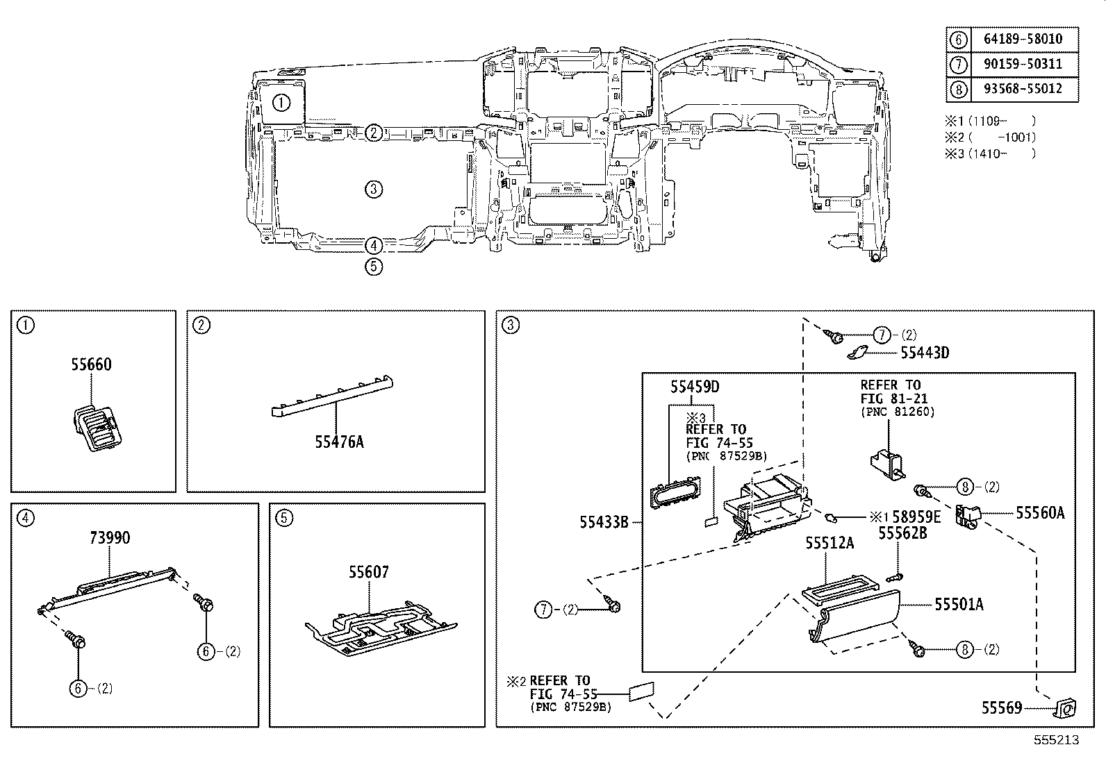 55405-60520 PANEL SUB-ASSY, INSTRUMENT CLUSTER FINISH, CENTER product image