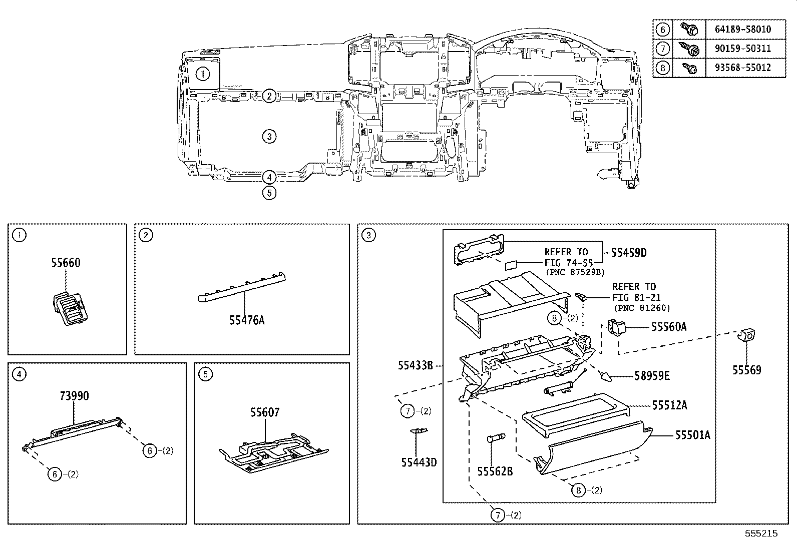 55405-60520 PANEL SUB-ASSY, INSTRUMENT CLUSTER FINISH, CENTER product image