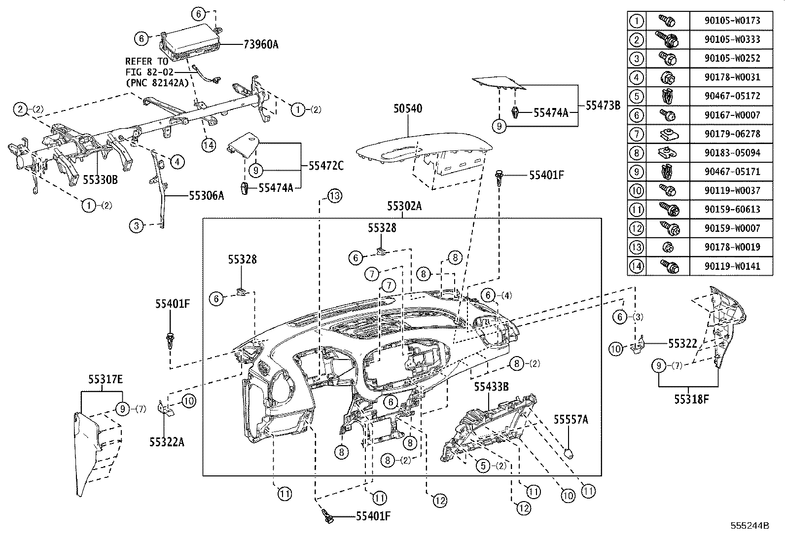 55330-0H080 REINFORCEMENT ASSY, INSTRUMENT PANEL product image