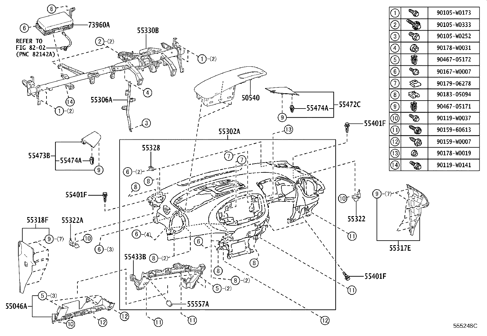 55330-0H080 REINFORCEMENT ASSY, INSTRUMENT PANEL product image