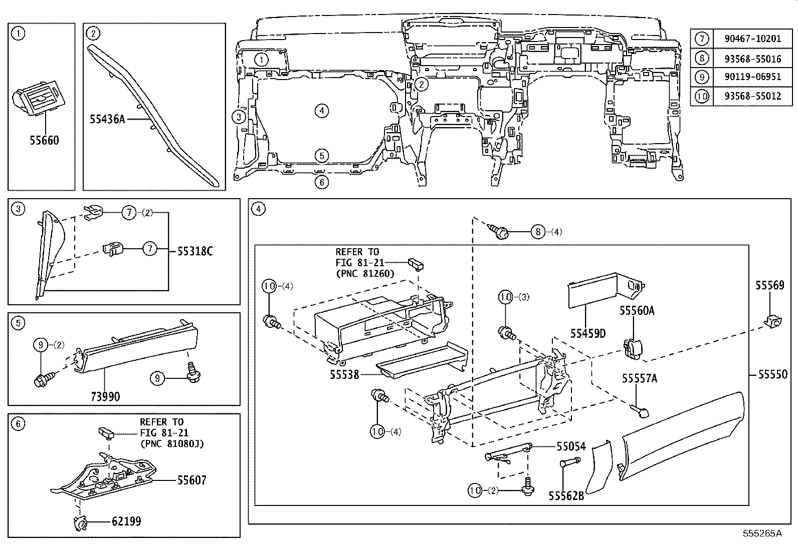 55327-75010 STAY, INSTRUMENT PANEL, NO.2 product image