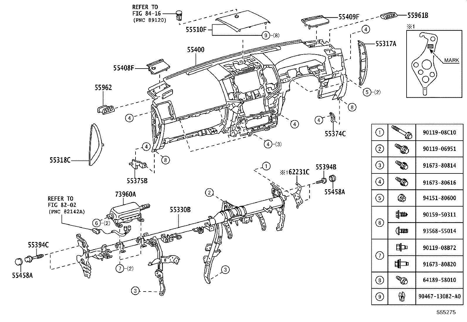 55405-60520 PANEL SUB-ASSY, INSTRUMENT CLUSTER FINISH, CENTER product image