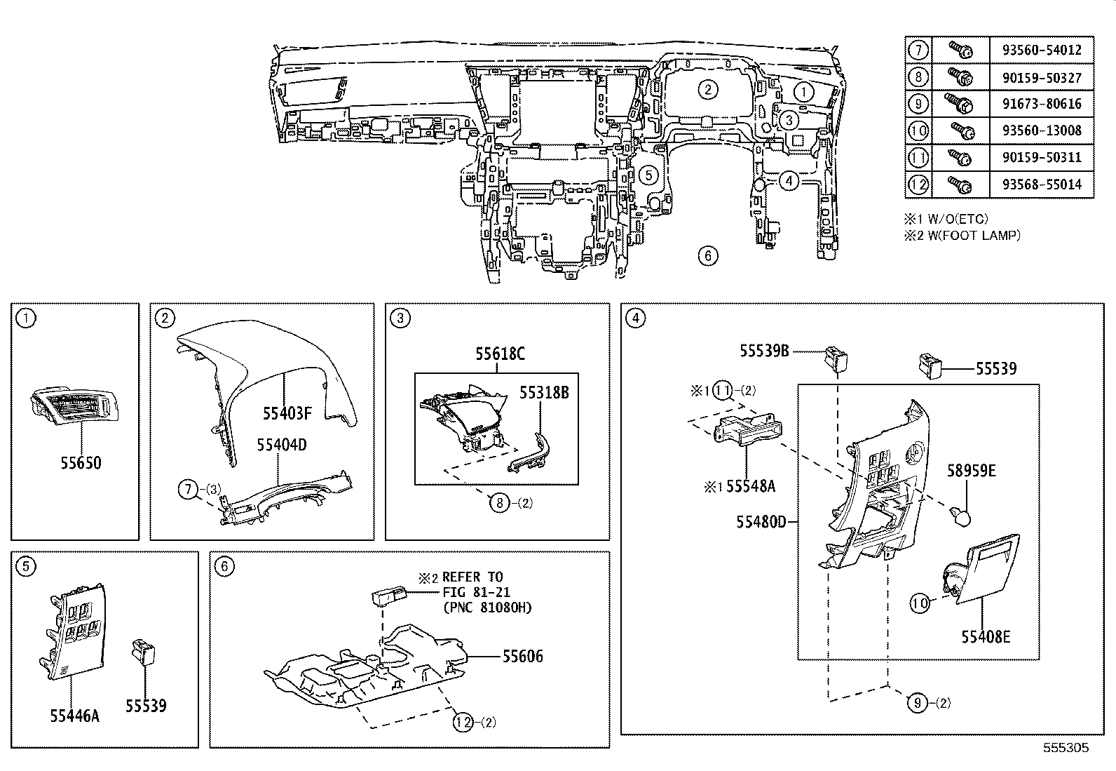 55405-58320 PANEL SUB-ASSY, INSTRUMENT CLUSTER FINISH, CENTER product image