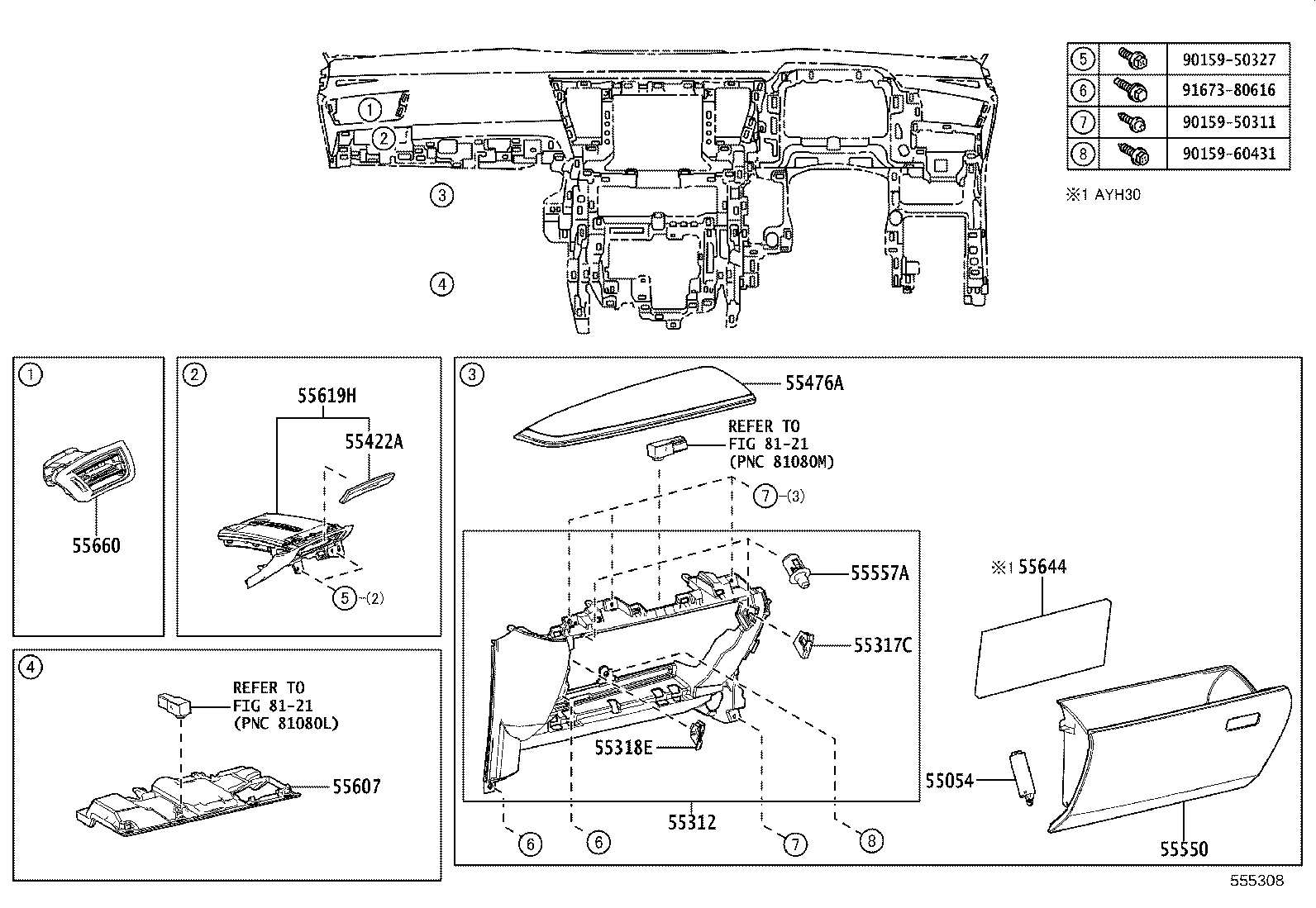 55405-58320 PANEL SUB-ASSY, INSTRUMENT CLUSTER FINISH, CENTER product image
