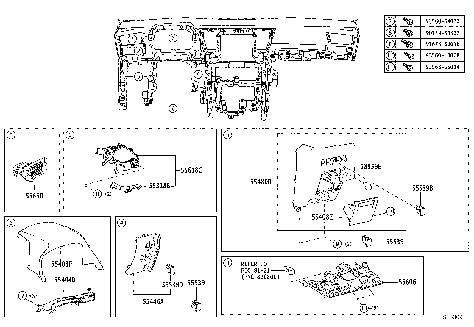 55405-58320 PANEL SUB-ASSY, INSTRUMENT CLUSTER FINISH, CENTER product image