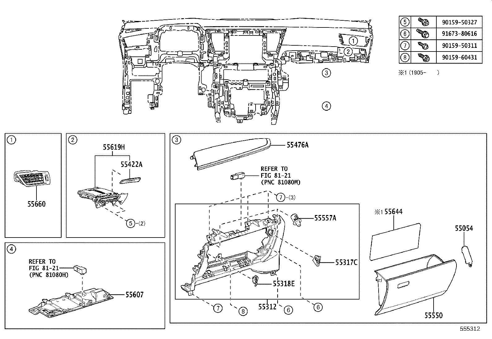 55405-58320 PANEL SUB-ASSY, INSTRUMENT CLUSTER FINISH, CENTER product image