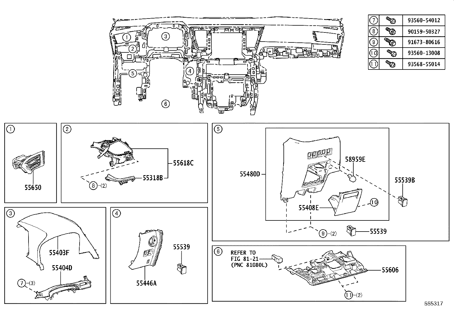 55405-58320 PANEL SUB-ASSY, INSTRUMENT CLUSTER FINISH, CENTER product image