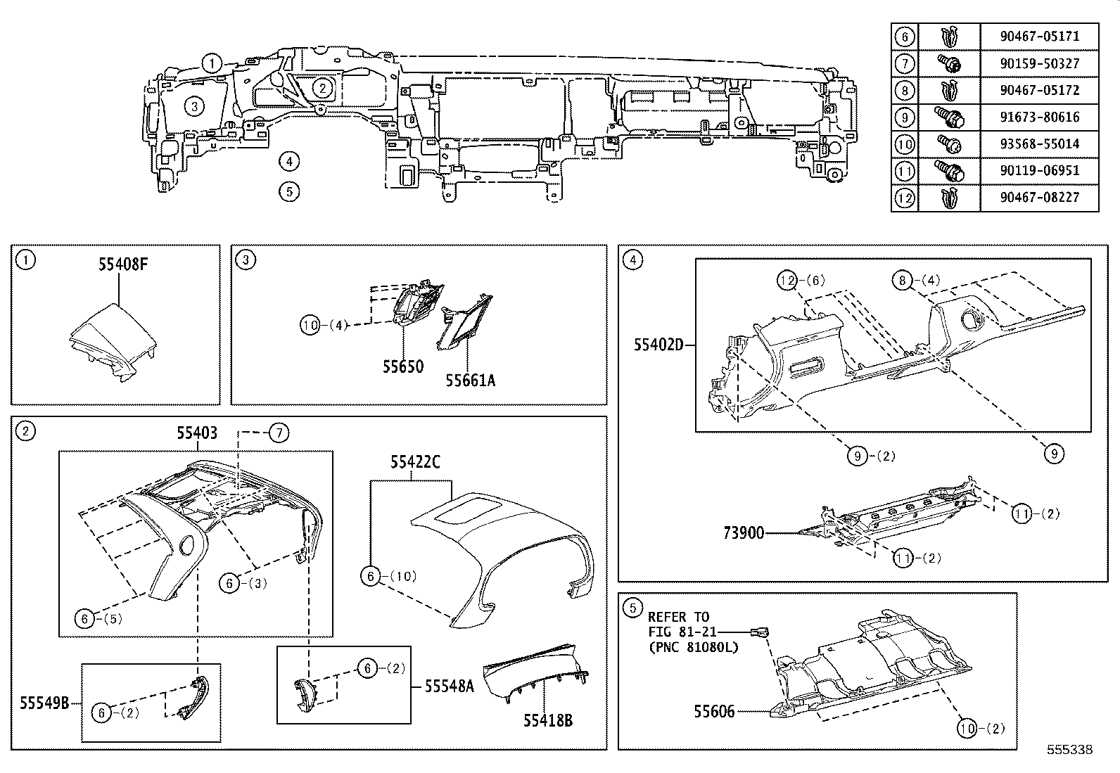 55306-11020 BRACE SUB-ASSY, INSTRUMENT PANEL, NO.1 product image