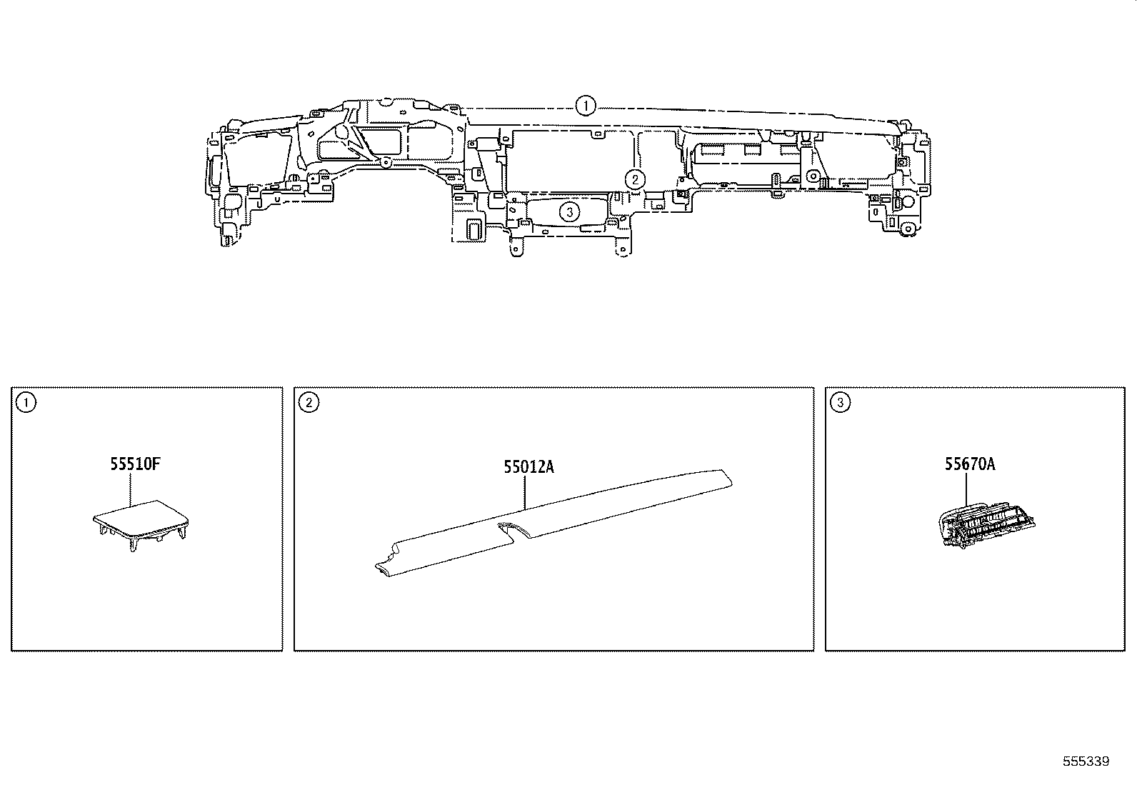 55306-11020 BRACE SUB-ASSY, INSTRUMENT PANEL, NO.1 product image