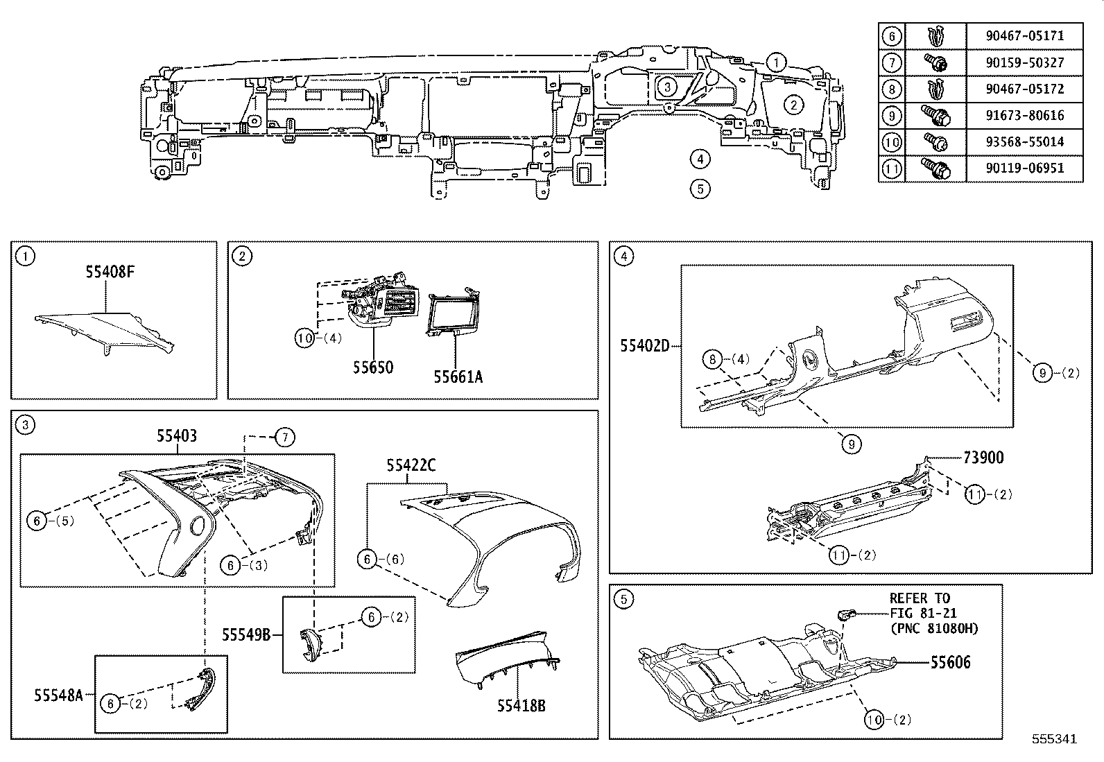 55306-11020 BRACE SUB-ASSY, INSTRUMENT PANEL, NO.1 product image