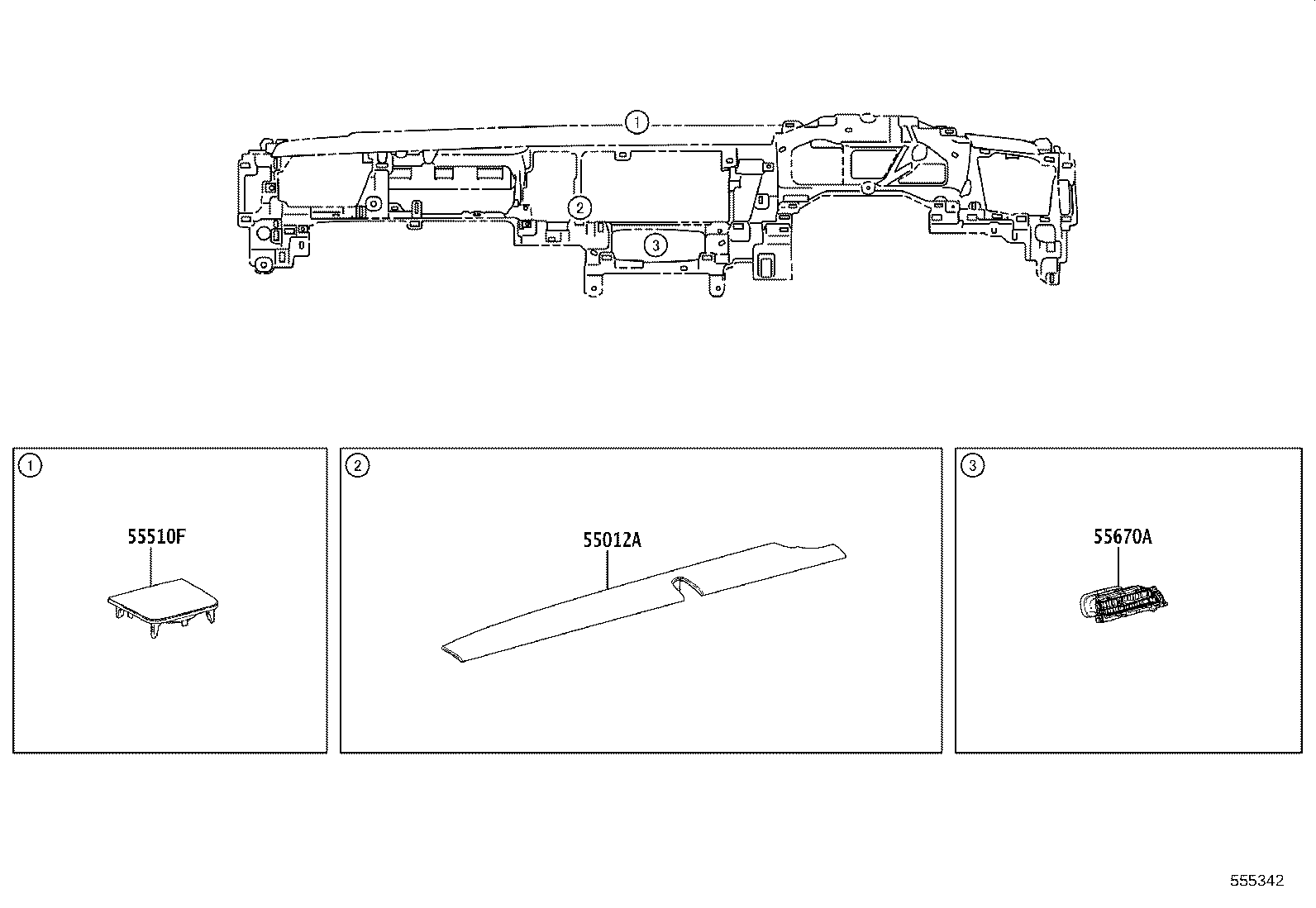 55306-11020 BRACE SUB-ASSY, INSTRUMENT PANEL, NO.1 product image