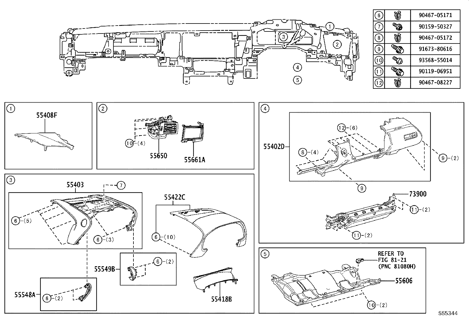 55306-11020 BRACE SUB-ASSY, INSTRUMENT PANEL, NO.1 product image