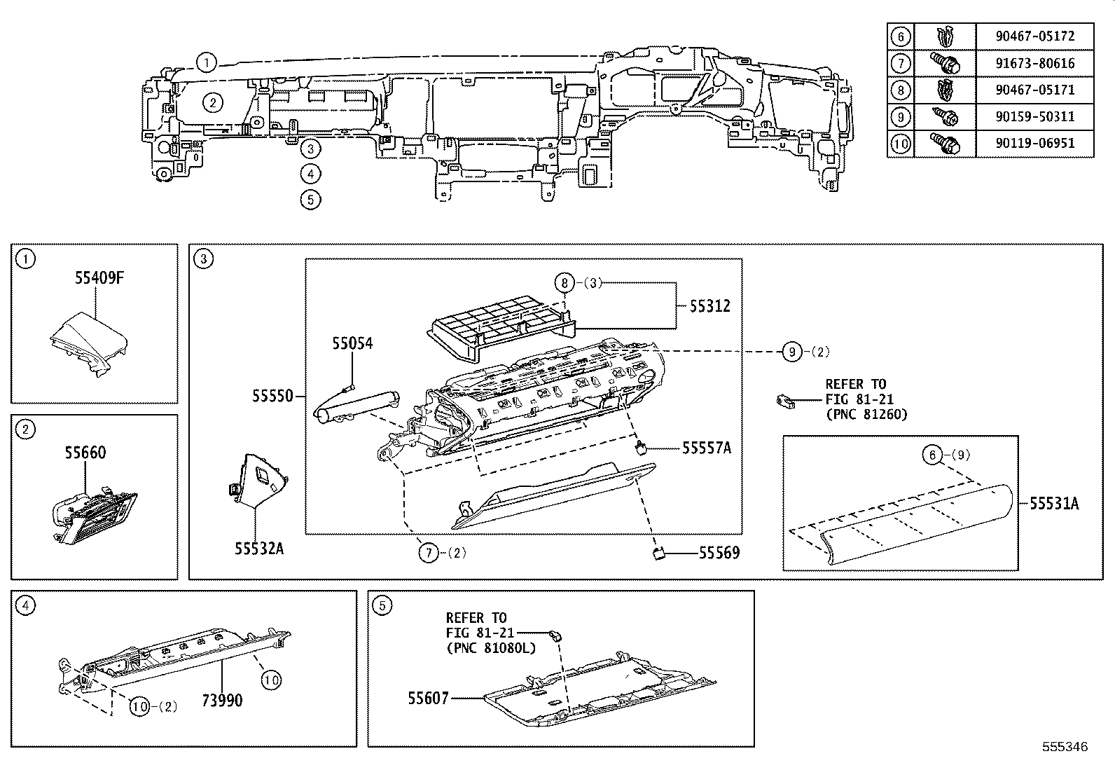 55306-11020 BRACE SUB-ASSY, INSTRUMENT PANEL, NO.1 product image
