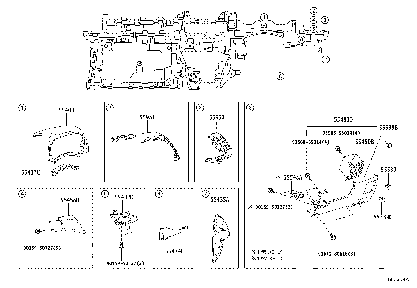 55405-V1020 PANEL SUB-ASSY, INSTRUMENT CLUSTER FINISH, CENTER product image