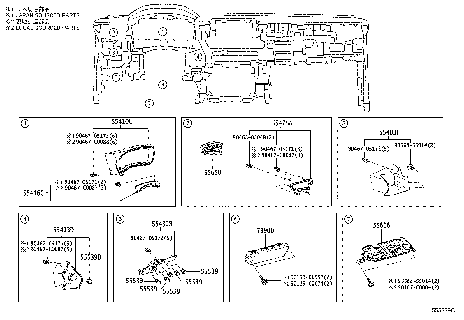 55650-0A040 REGISTER ASSY, INSTRUMENT PANEL, NO.1 product image