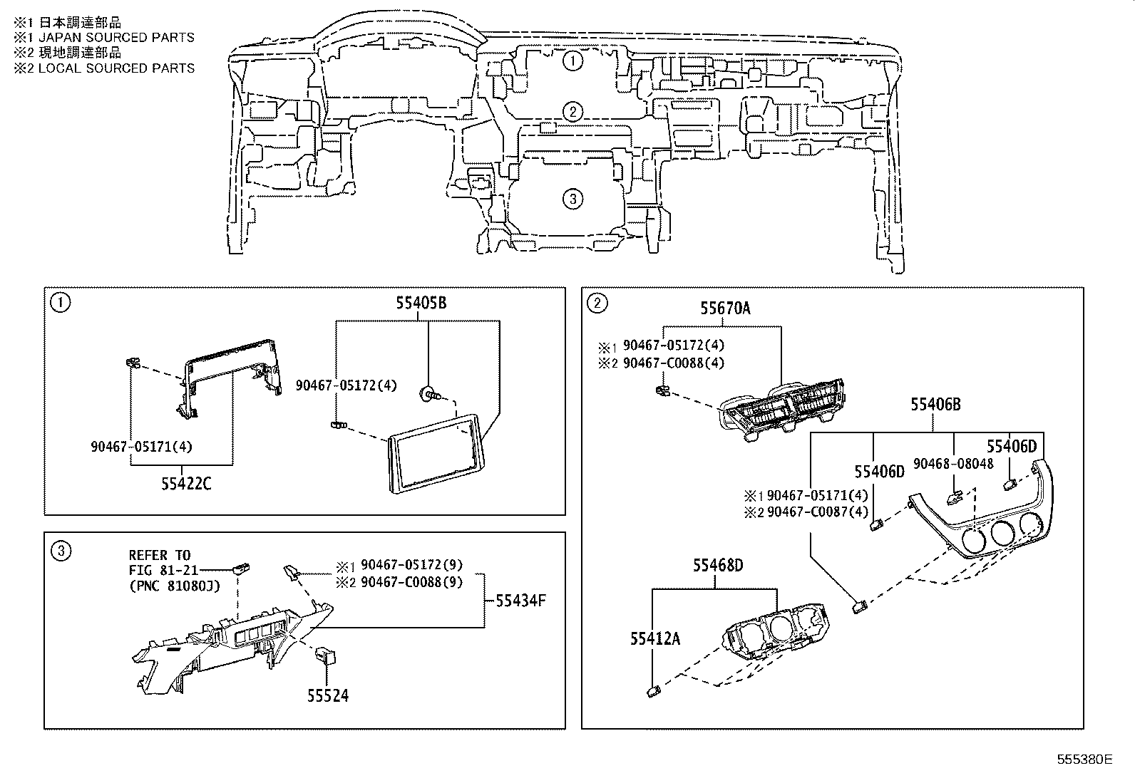 55650-0A040 REGISTER ASSY, INSTRUMENT PANEL, NO.1 product image