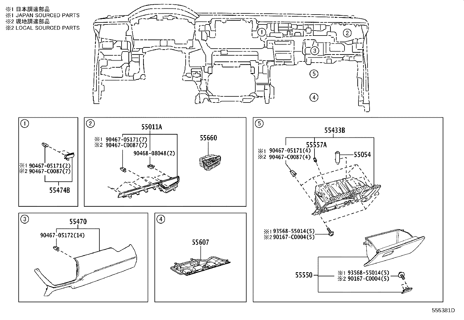 55650-0A040 REGISTER ASSY, INSTRUMENT PANEL, NO.1 product image