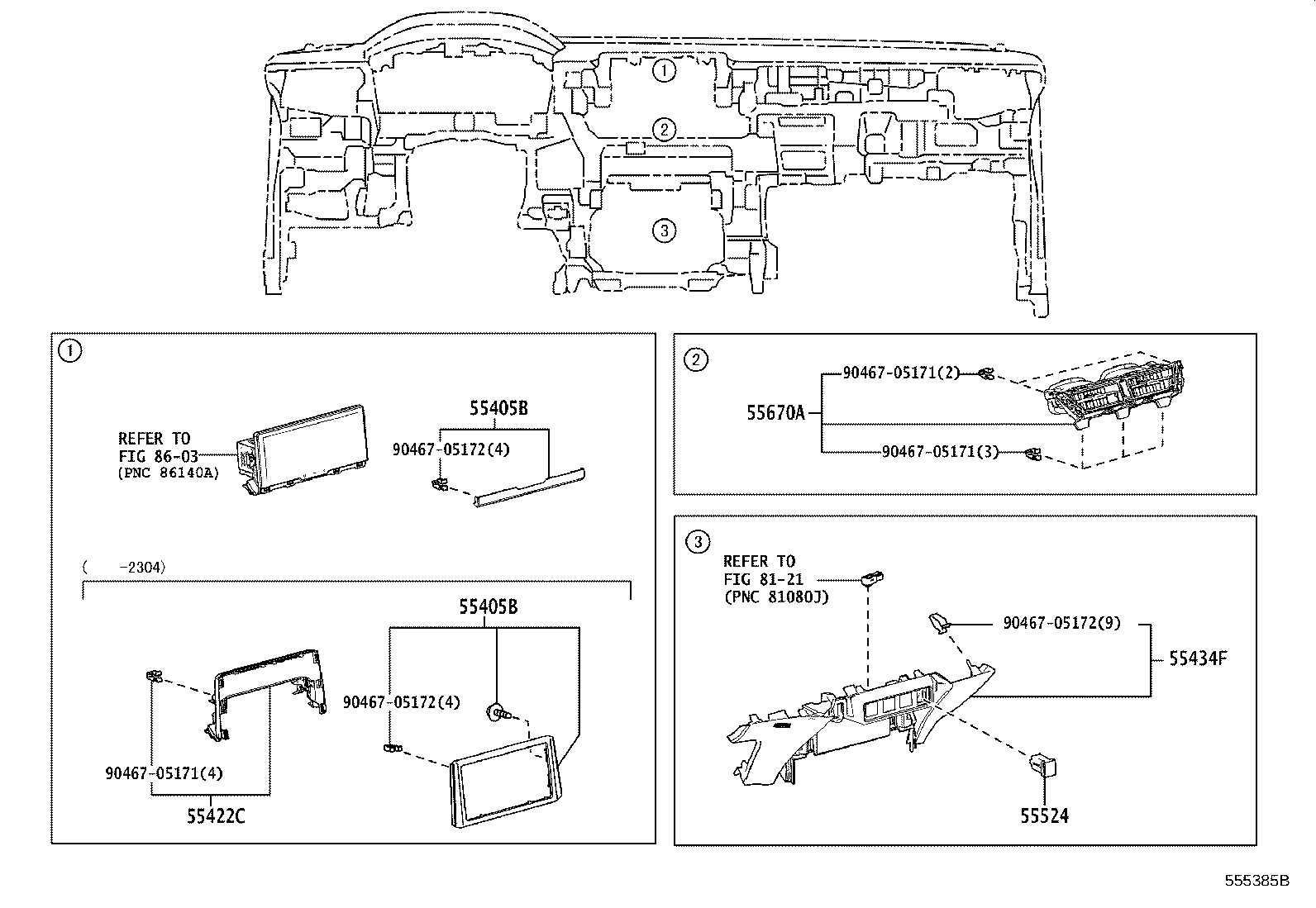 55307-0A040 BRACE SUB-ASSY, INSTRUMENT PANEL, NO.2 product image