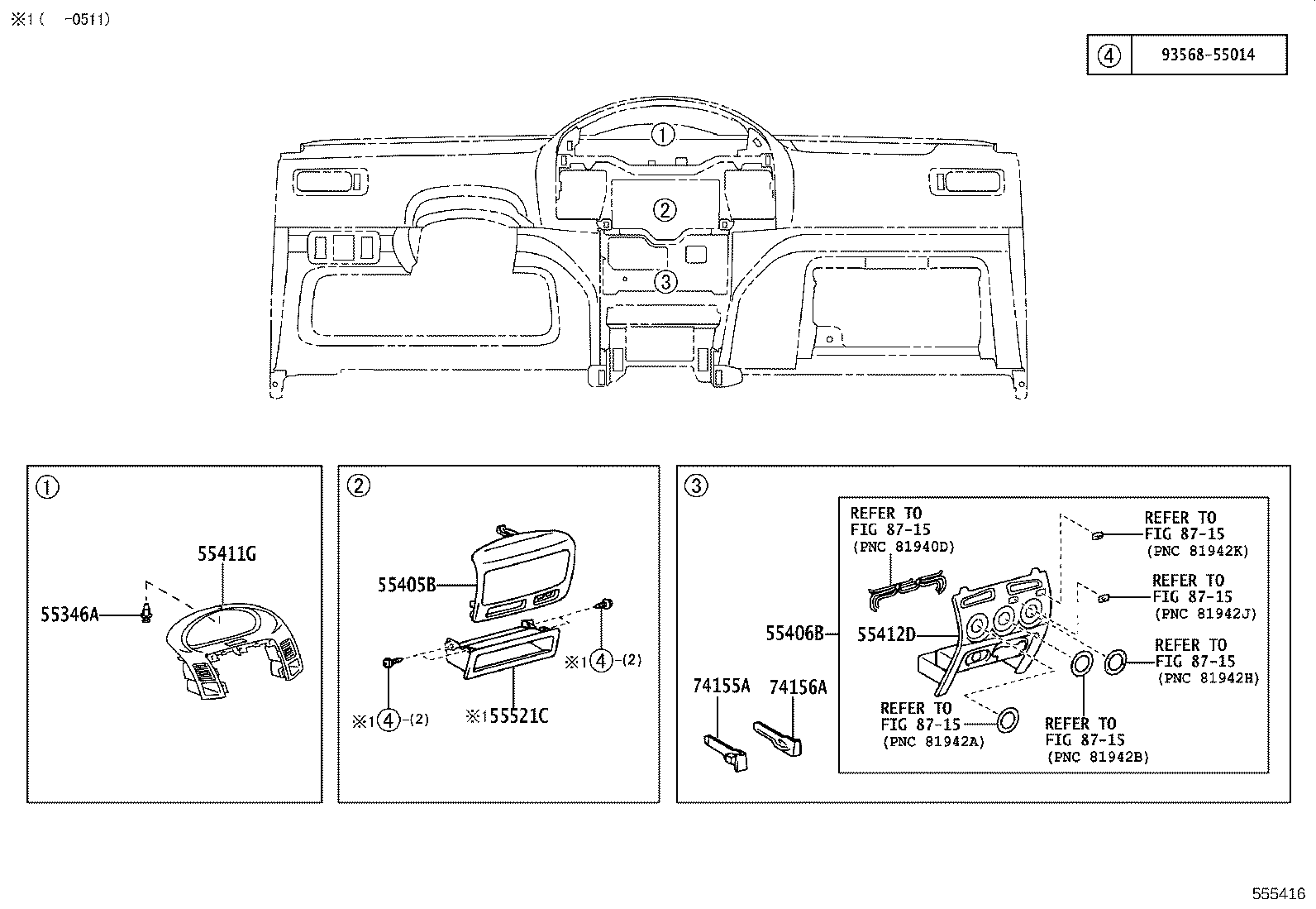55405-0D080 PANEL SUB-ASSY, INSTRUMENT CLUSTER FINISH, CENTER product image