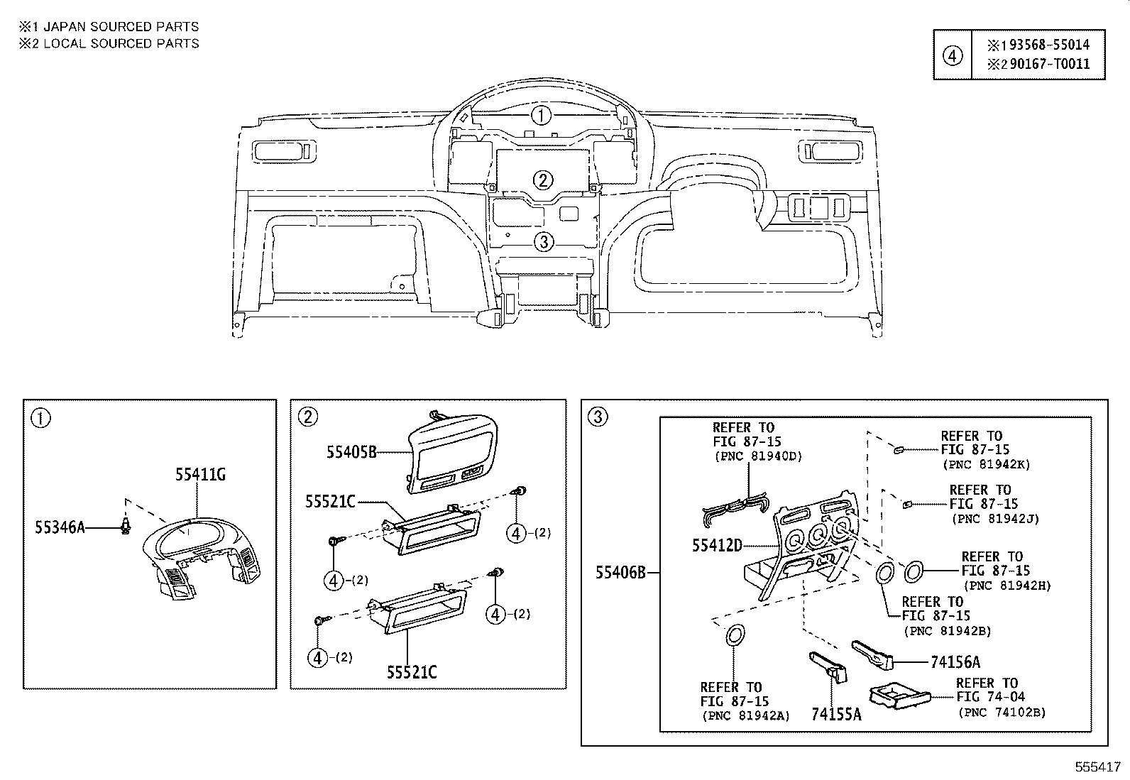 55405-0D080 PANEL SUB-ASSY, INSTRUMENT CLUSTER FINISH, CENTER product image