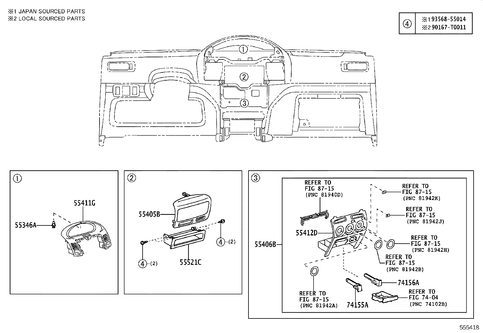 55405-0D080 PANEL SUB-ASSY, INSTRUMENT CLUSTER FINISH, CENTER product image