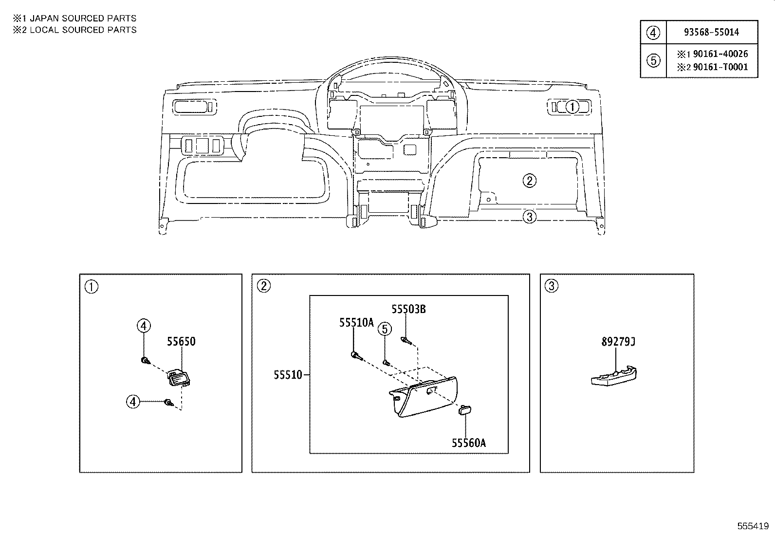 55405-0D080 PANEL SUB-ASSY, INSTRUMENT CLUSTER FINISH, CENTER product image
