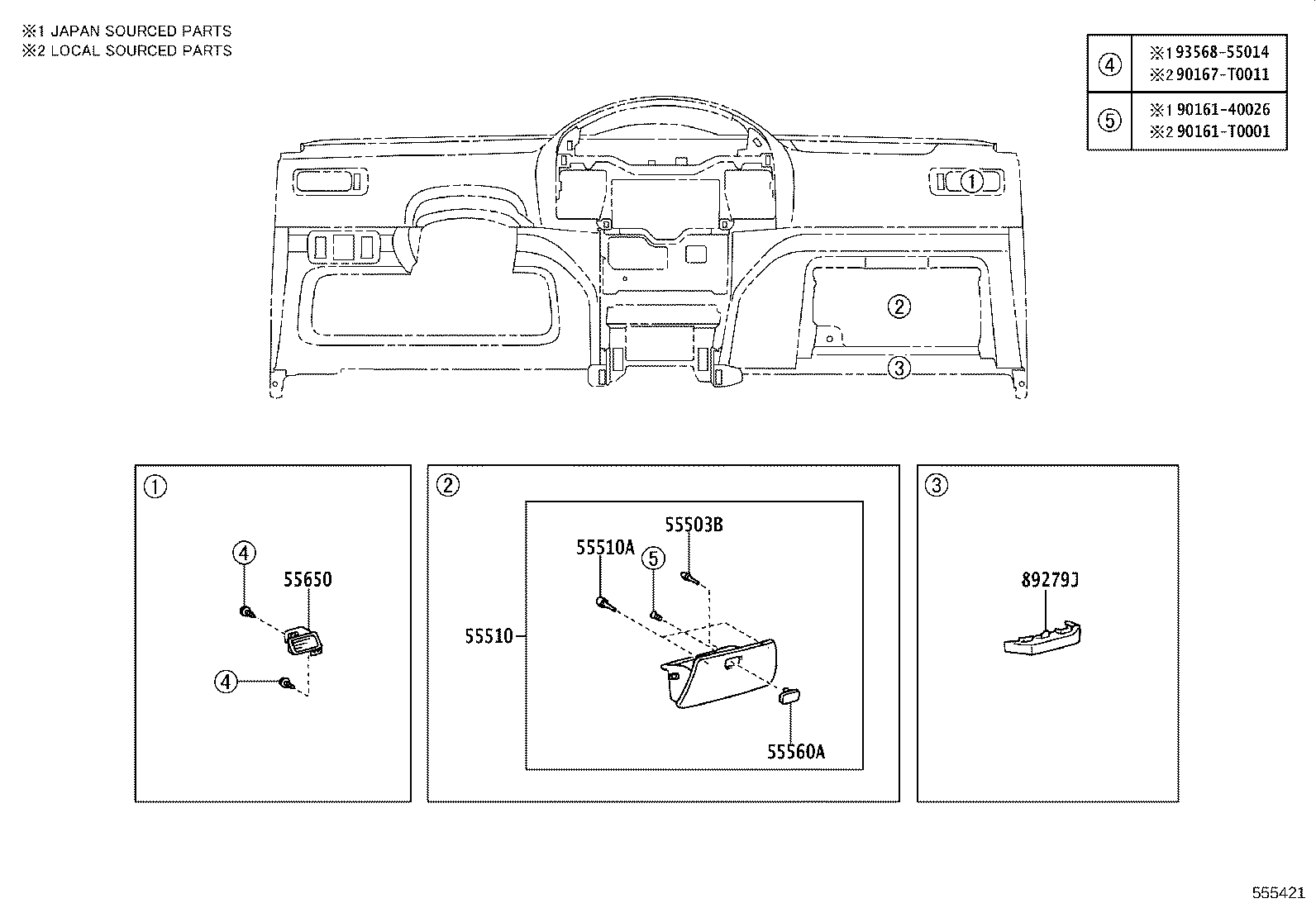 55405-0D080 PANEL SUB-ASSY, INSTRUMENT CLUSTER FINISH, CENTER product image