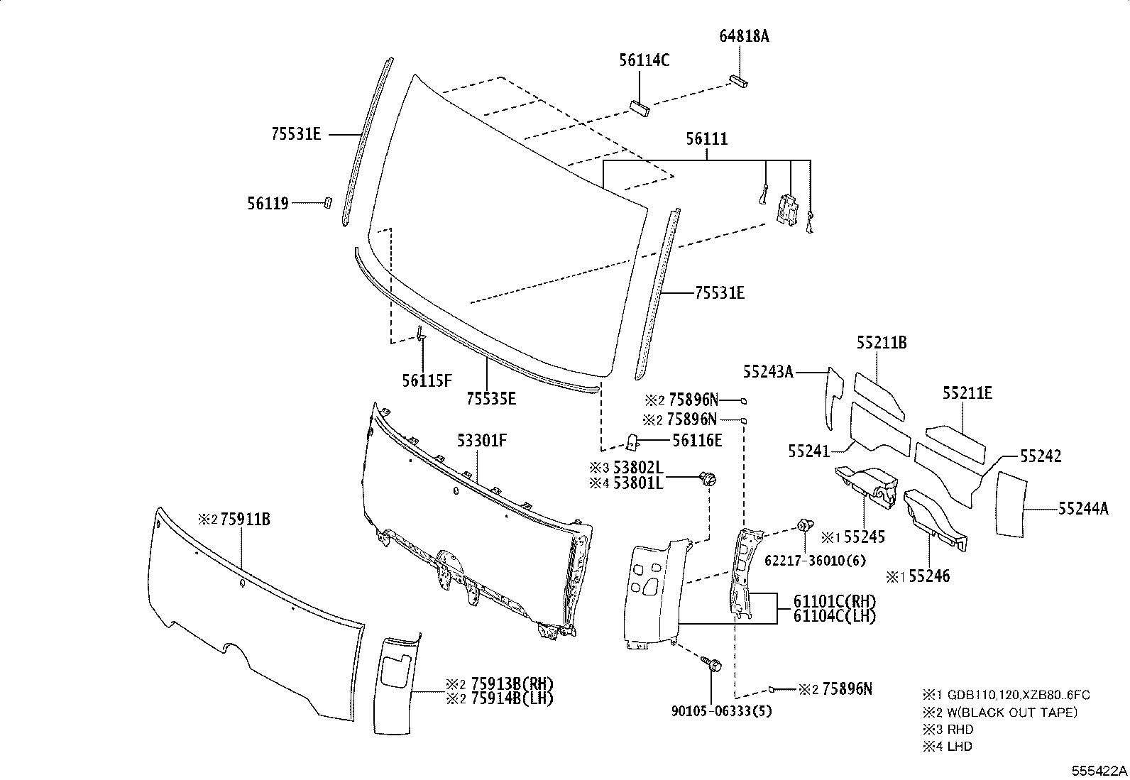 56100-36010 GLASS, WINDSHIELD product image
