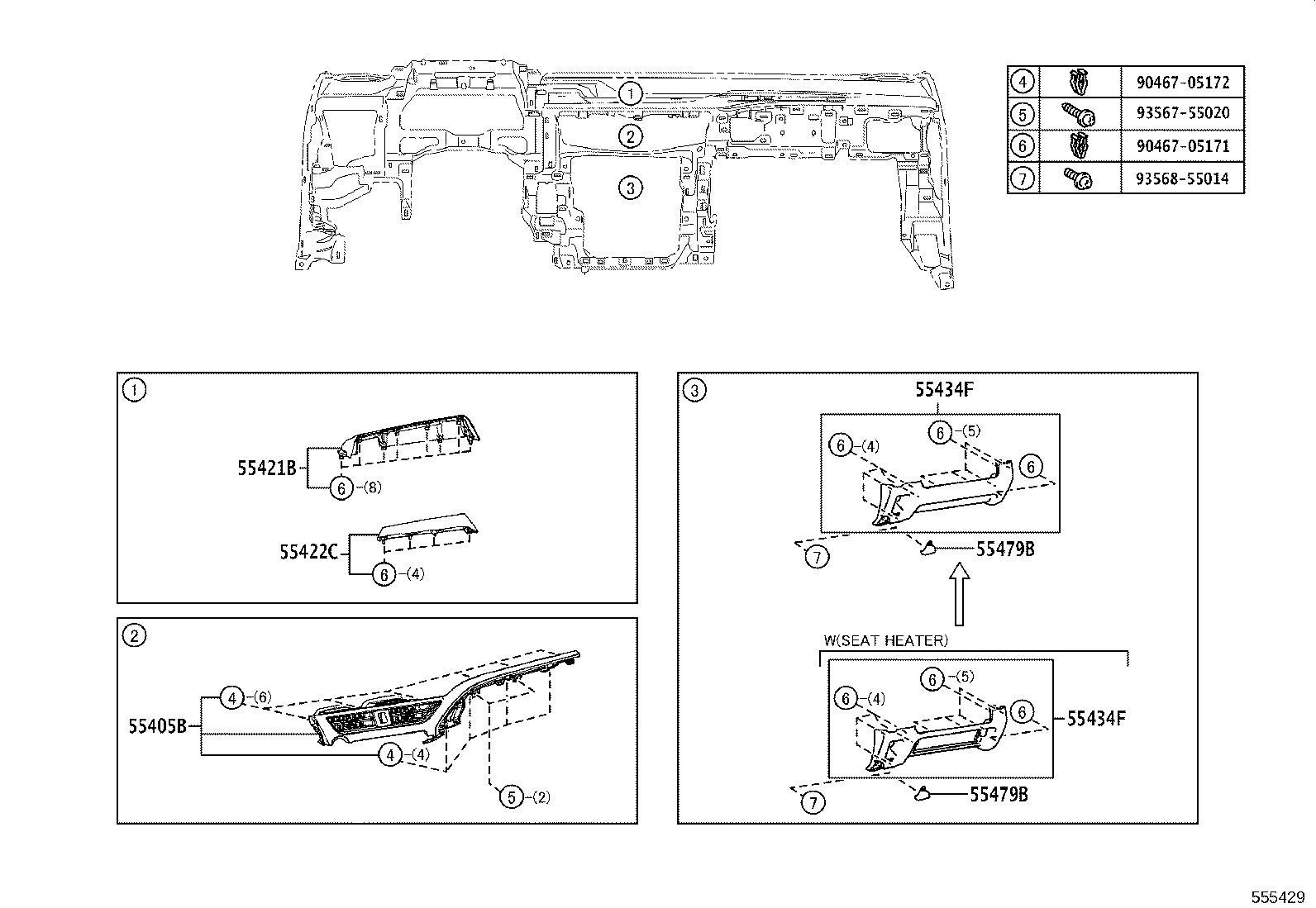 55405-76040 PANEL SUB-ASSY, INSTRUMENT CLUSTER FINISH, CENTER product image