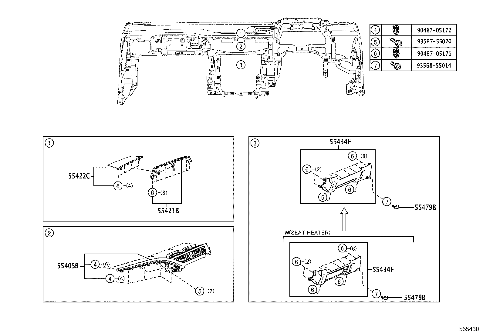 55405-76040 PANEL SUB-ASSY, INSTRUMENT CLUSTER FINISH, CENTER product image